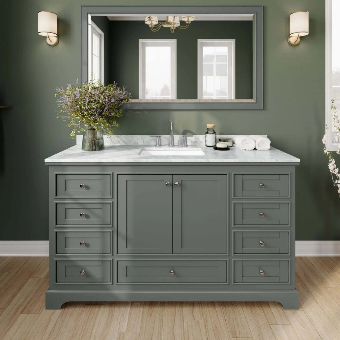 60" Deborah Single Bathroom Vanity in Dark Gray with Polished Chrome Trim & Medicine Cabinet by Wyndham