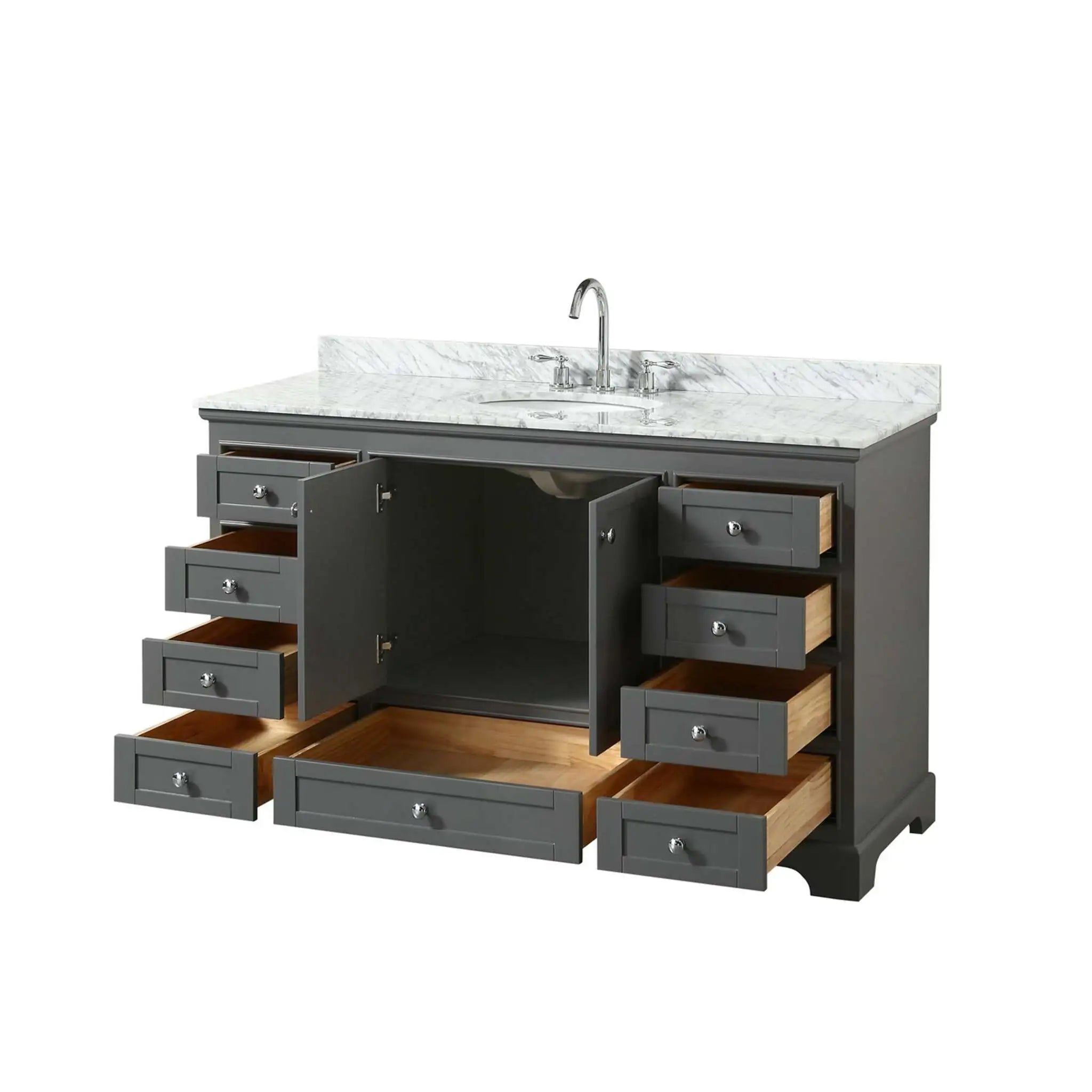 60" Deborah Single Bathroom Vanity in Dark Gray with Polished Chrome Trim by Wyndham