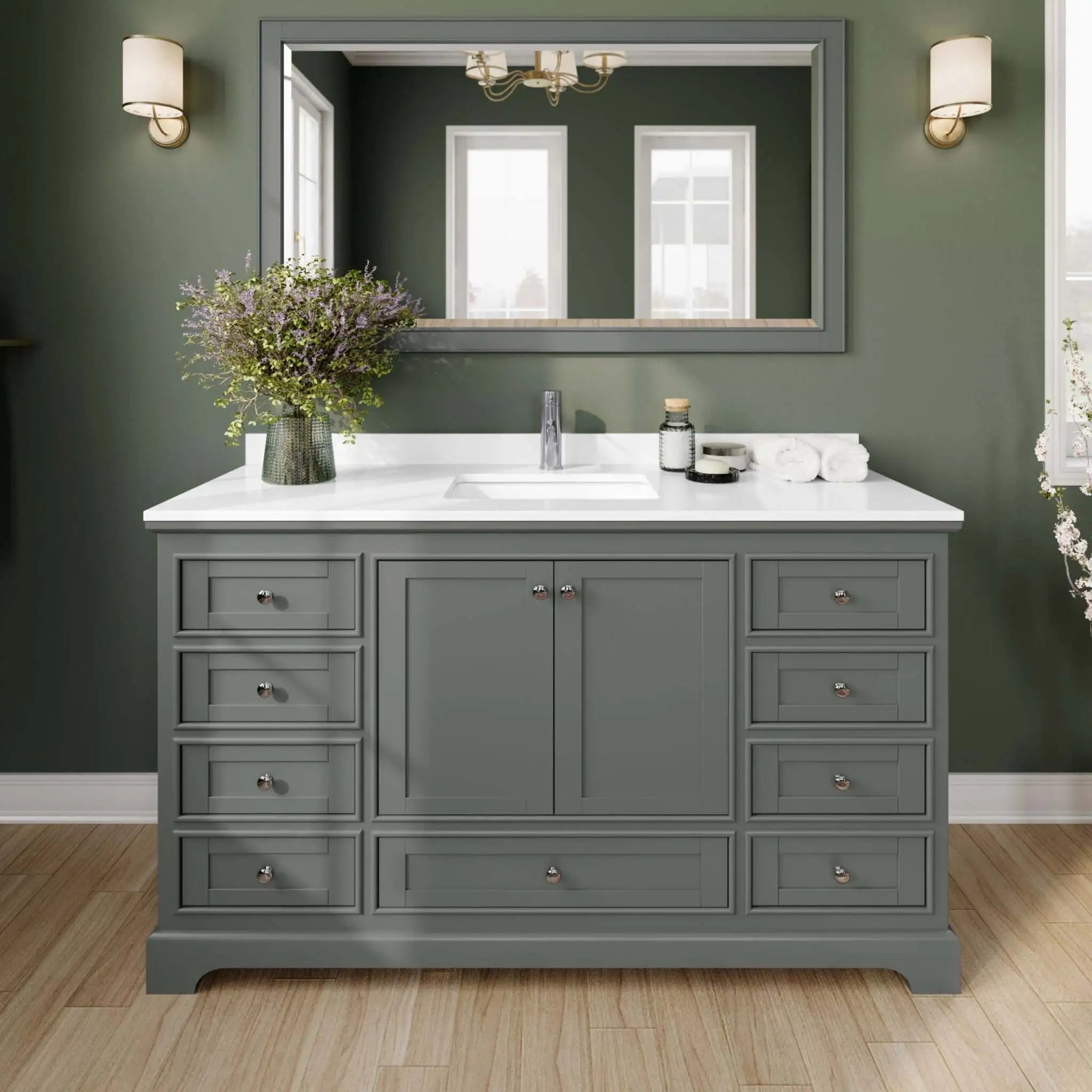 60" Deborah Single Bathroom Vanity in Dark Gray with Polished Chrome Trim by Wyndham