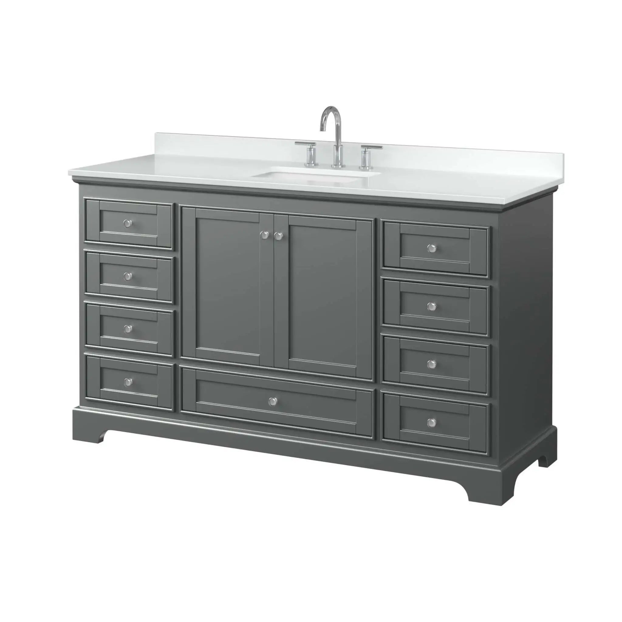60" Deborah Single Bathroom Vanity in Dark Gray with Polished Chrome Trim by Wyndham