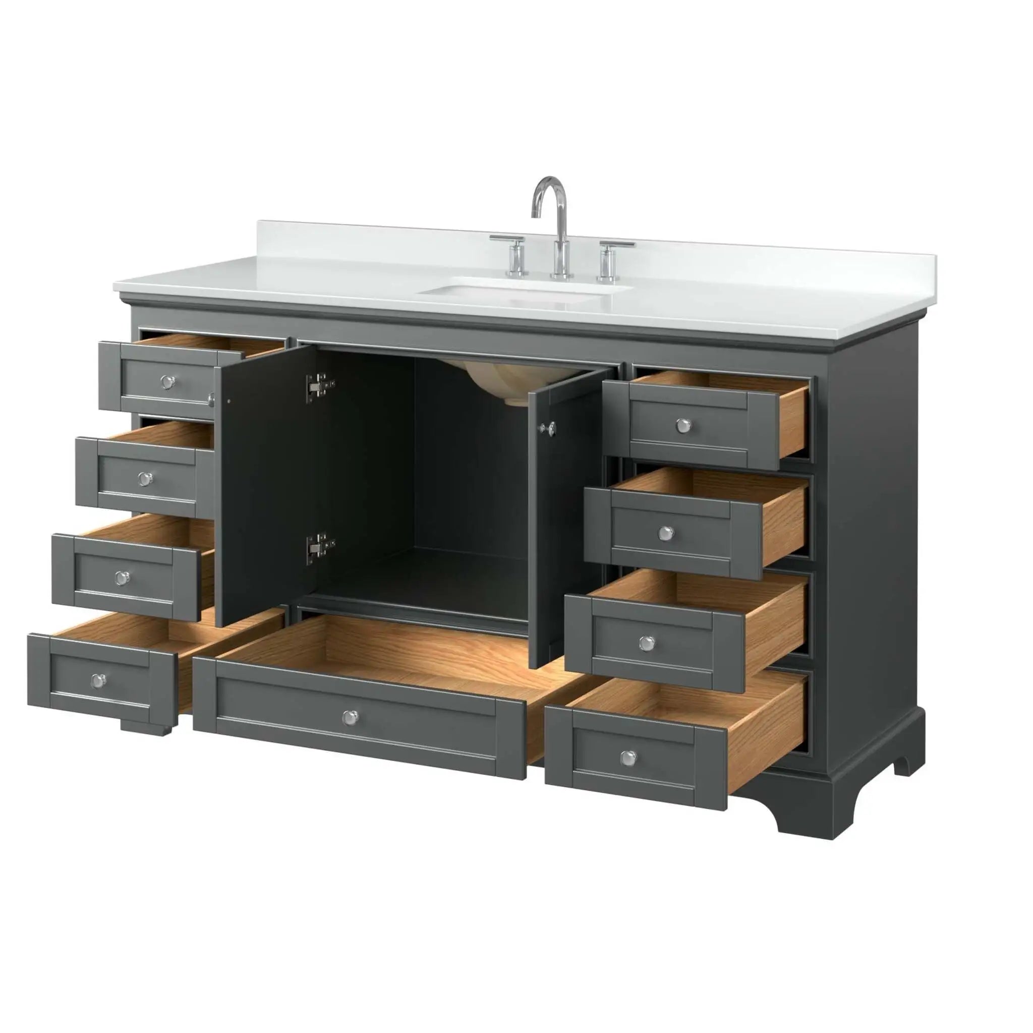 60" Deborah Single Bathroom Vanity in Dark Gray with Polished Chrome Trim by Wyndham