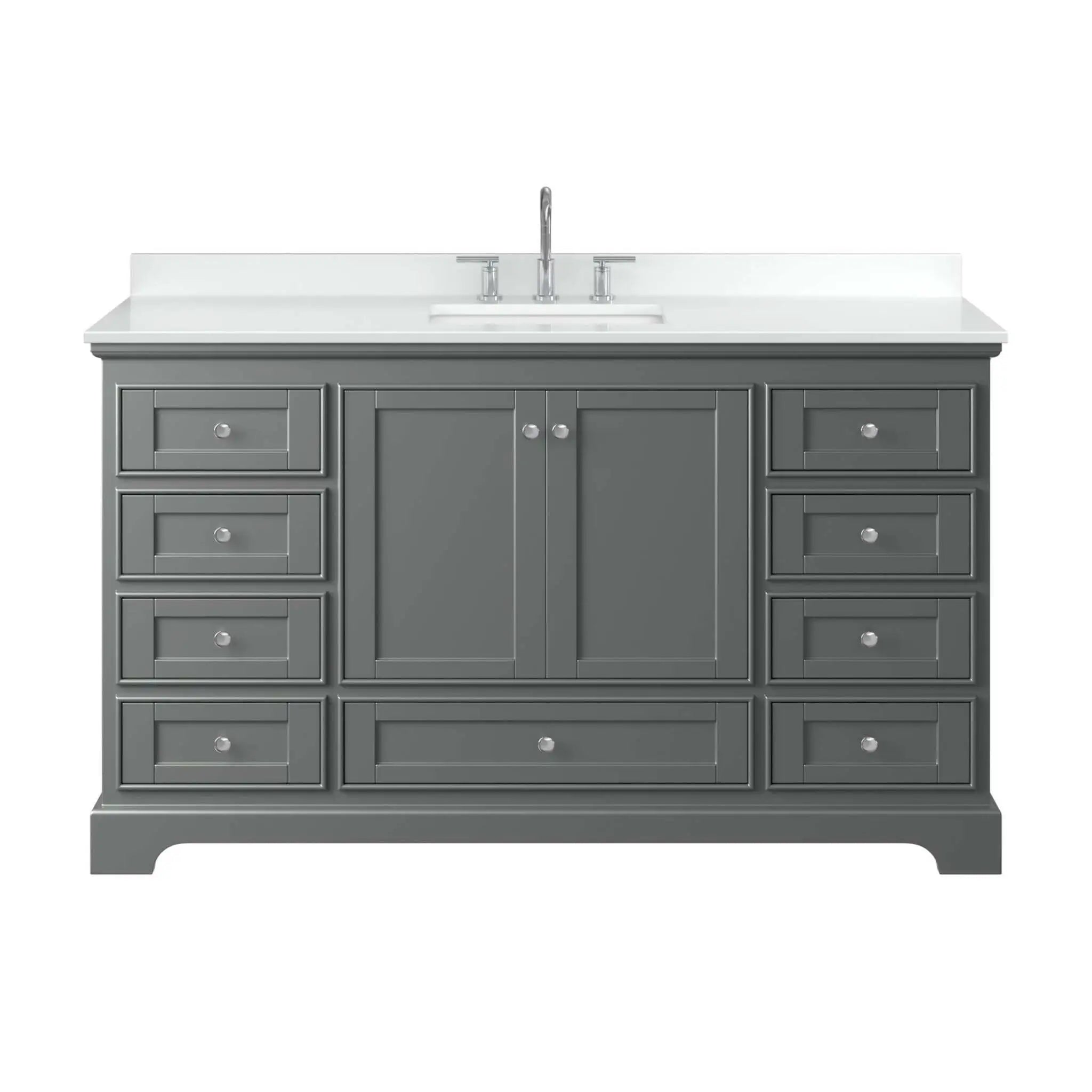 60" Deborah Single Bathroom Vanity in Dark Gray with Polished Chrome Trim by Wyndham