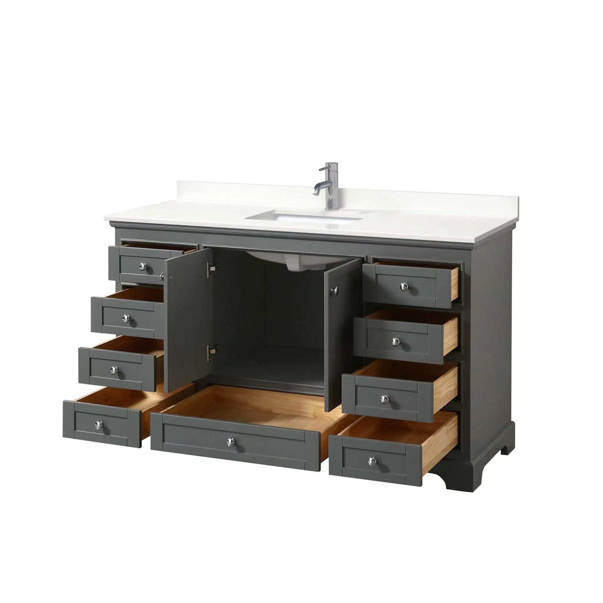 60" Deborah Single Bathroom Vanity in Dark Gray with Polished Chrome Trim by Wyndham