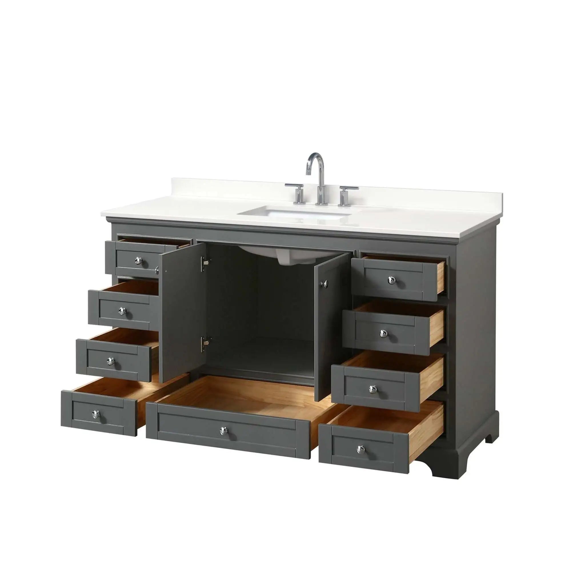 60" Deborah Single Bathroom Vanity in Dark Gray with Polished Chrome Trim by Wyndham