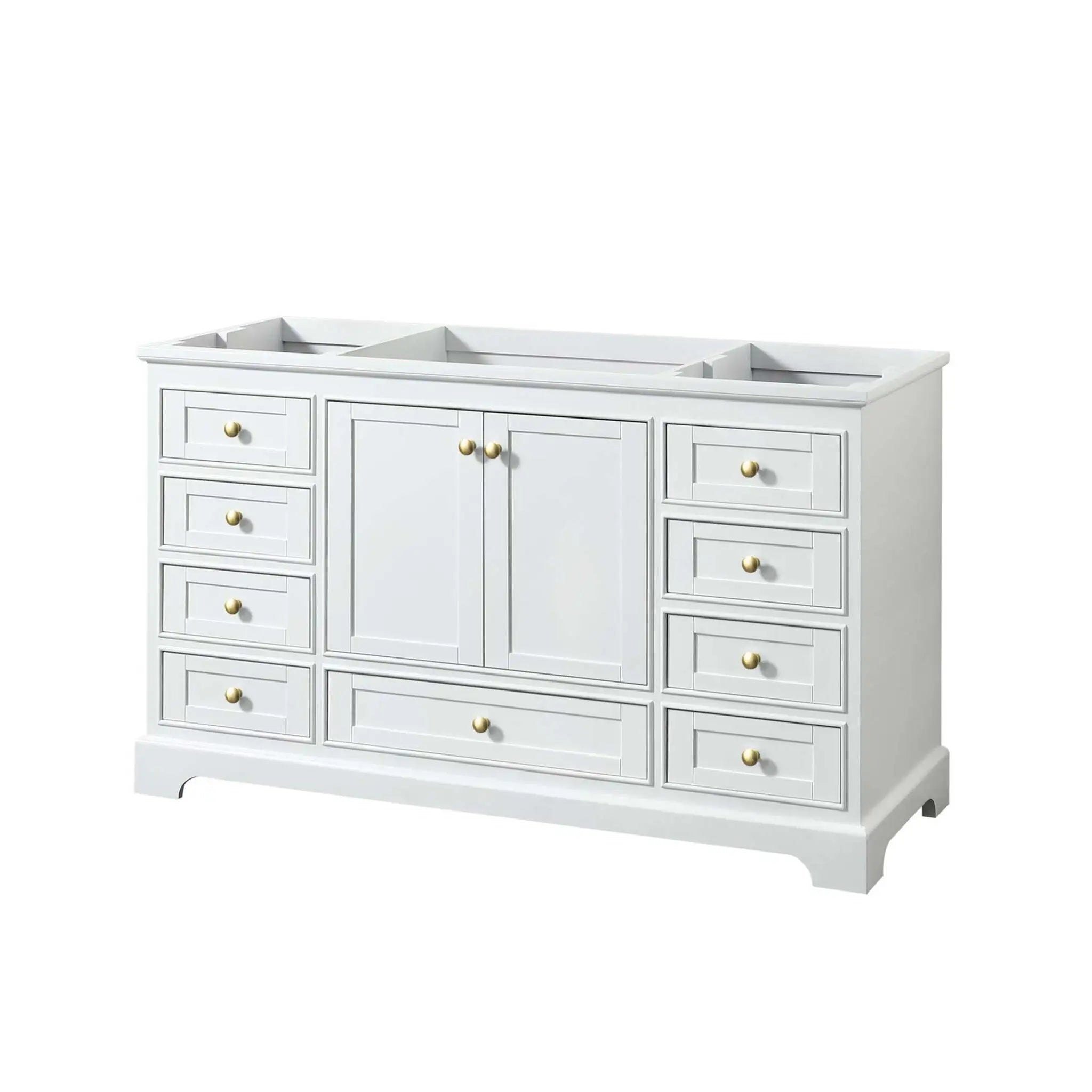 60" Deborah Single Bathroom Vanity in White with Brushed Gold Trim by Wyndham