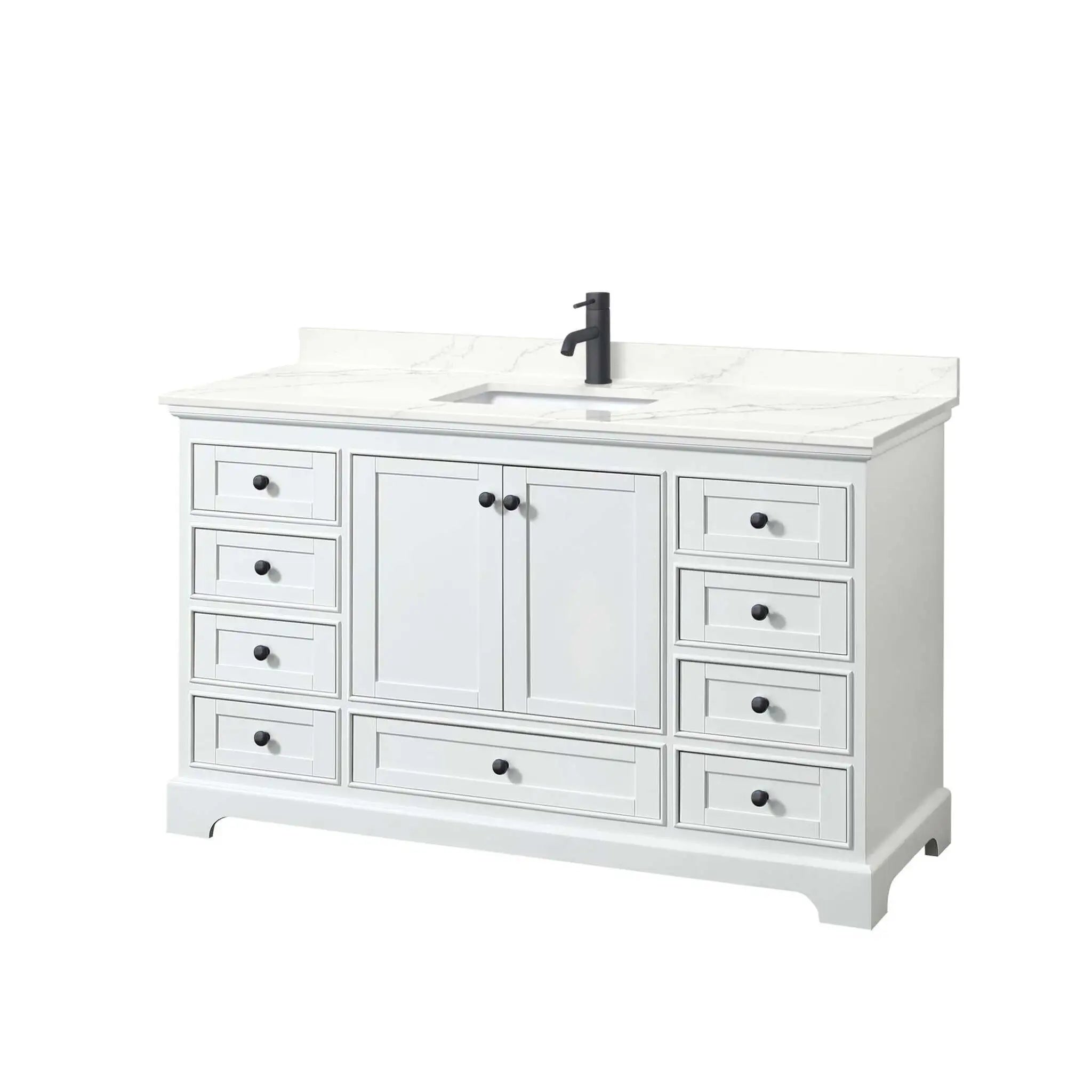 60" Deborah Single Bathroom Vanity in White with Matte Black Trim by Wyndham