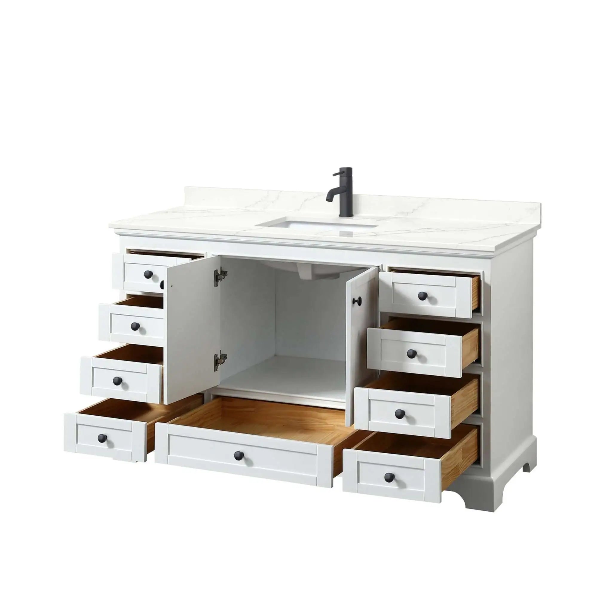 60" Deborah Single Bathroom Vanity in White with Matte Black Trim by Wyndham