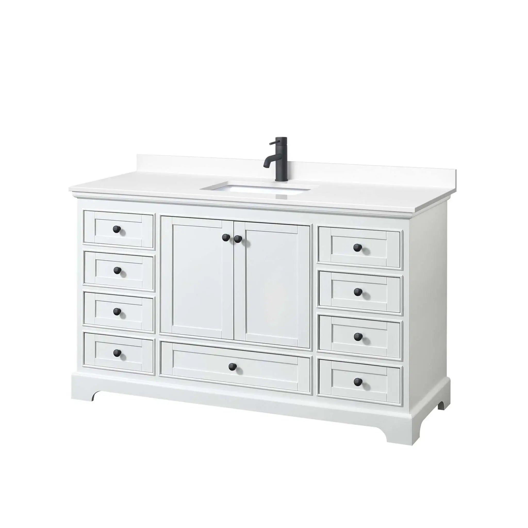 60" Deborah Single Bathroom Vanity in White with Matte Black Trim by Wyndham