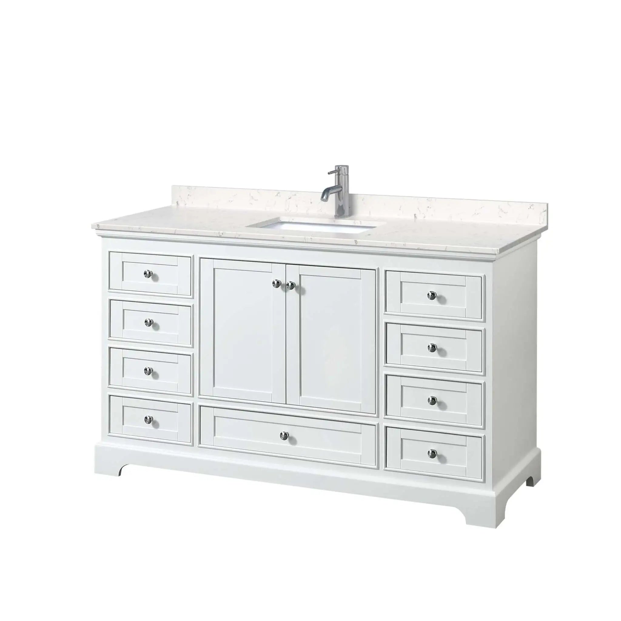 60" Deborah Single Bathroom Vanity in White with Polished Chrome Trim by Wyndham