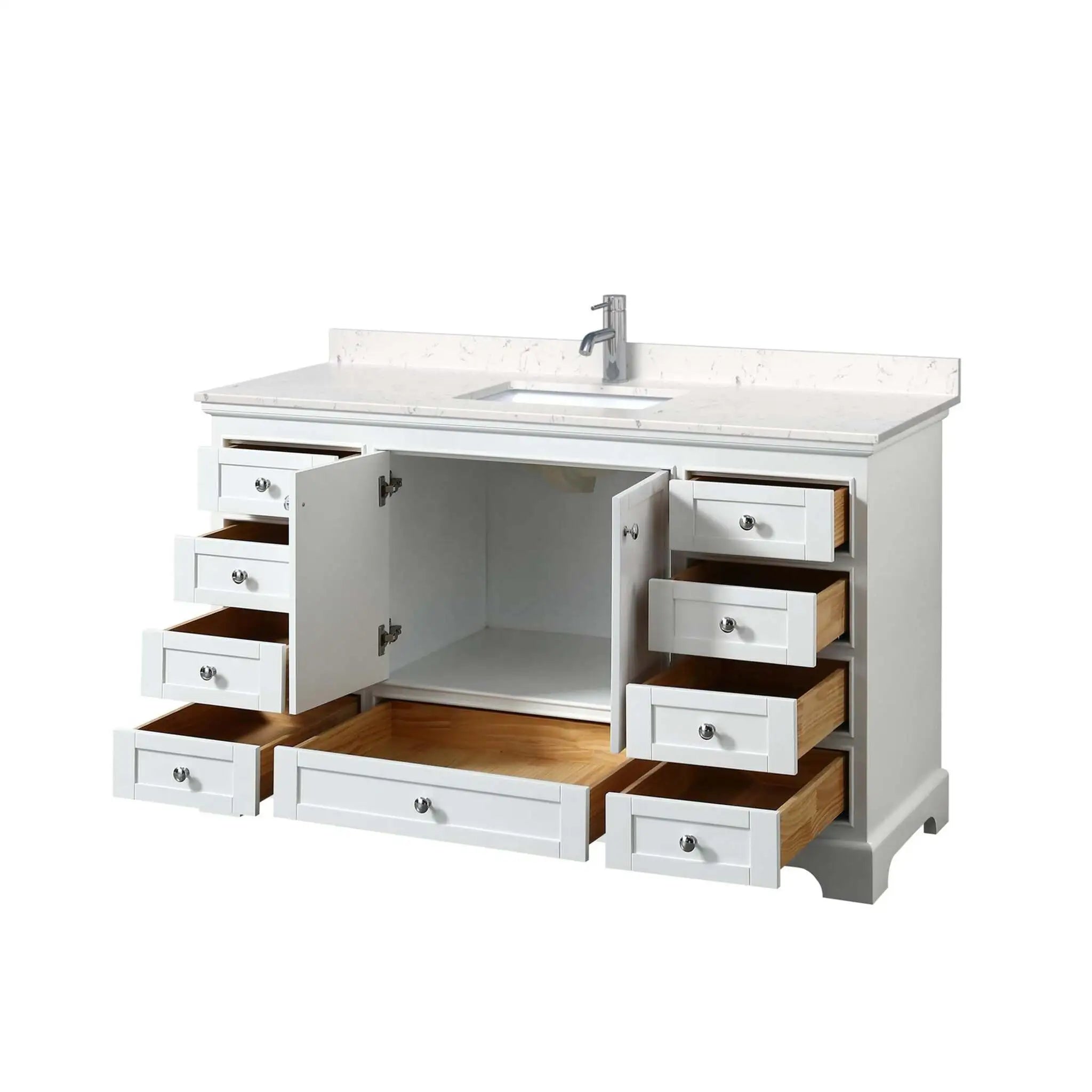 60" Deborah Single Bathroom Vanity in White with Polished Chrome Trim by Wyndham