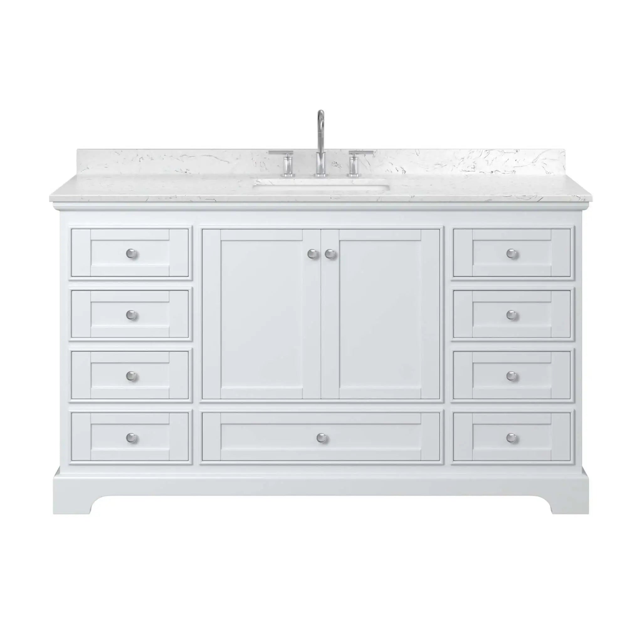 60" Deborah Single Bathroom Vanity in White with Polished Chrome Trim by Wyndham