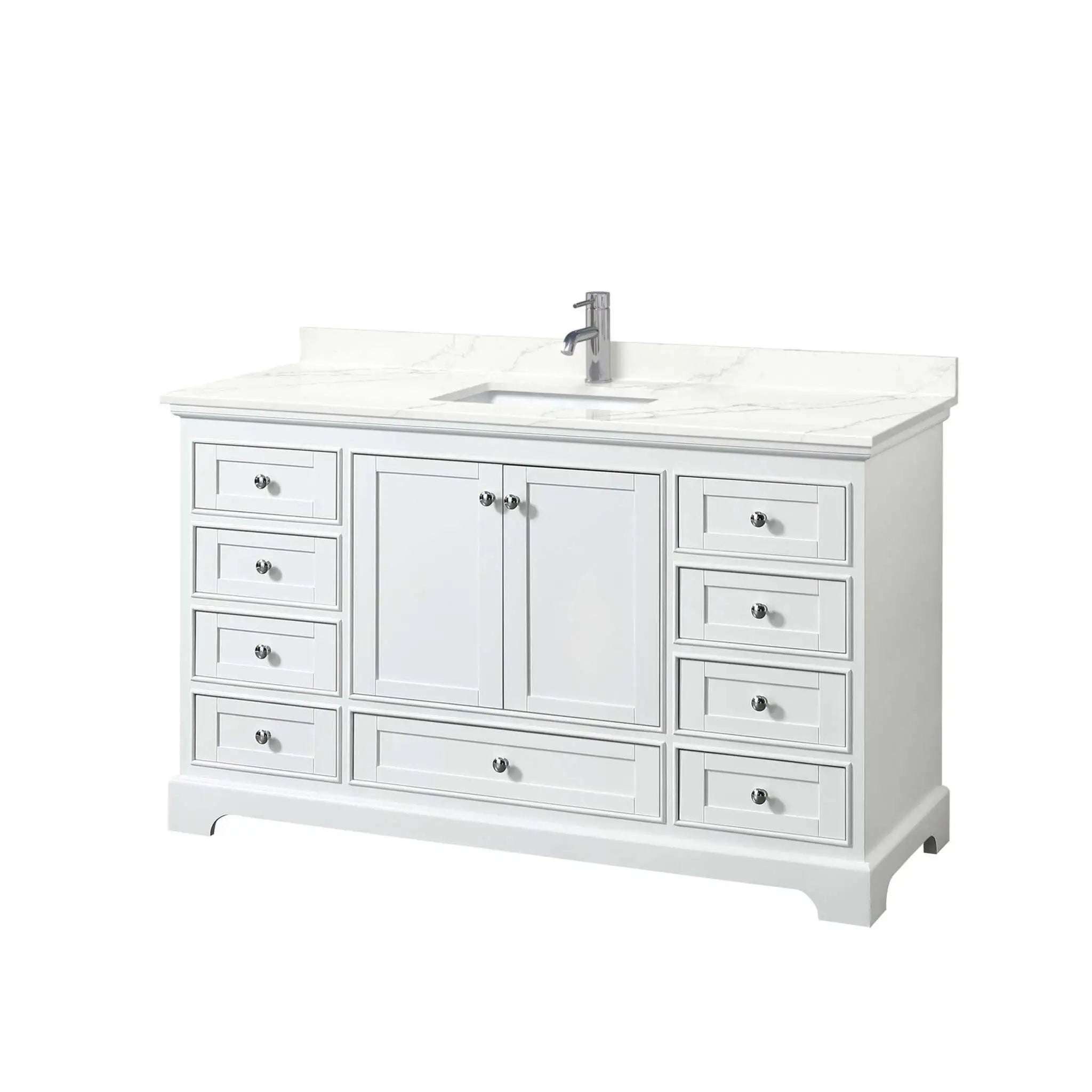 60" Deborah Single Bathroom Vanity in White with Polished Chrome Trim by Wyndham