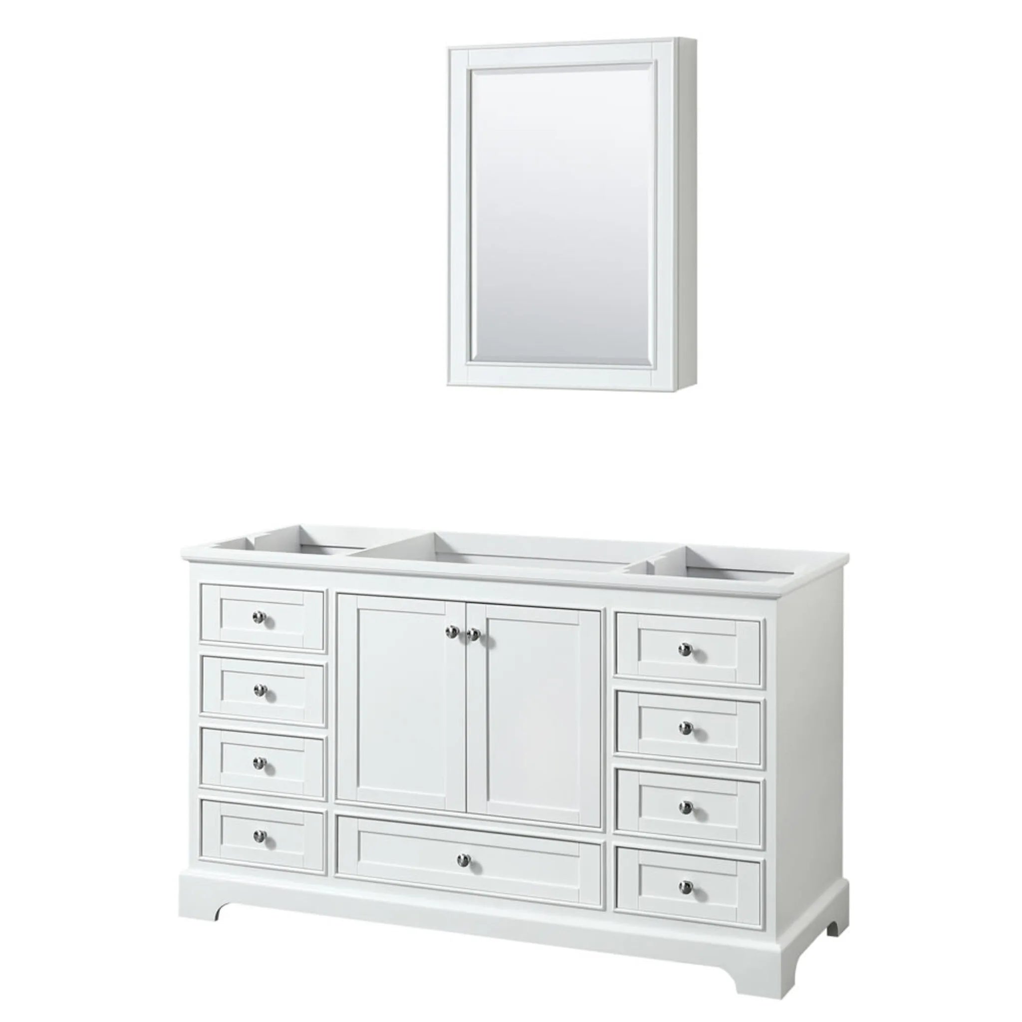 60" Deborah Single Bathroom Vanity in White with Polished Chrome Trim & Medicine Cabinet by Wyndham