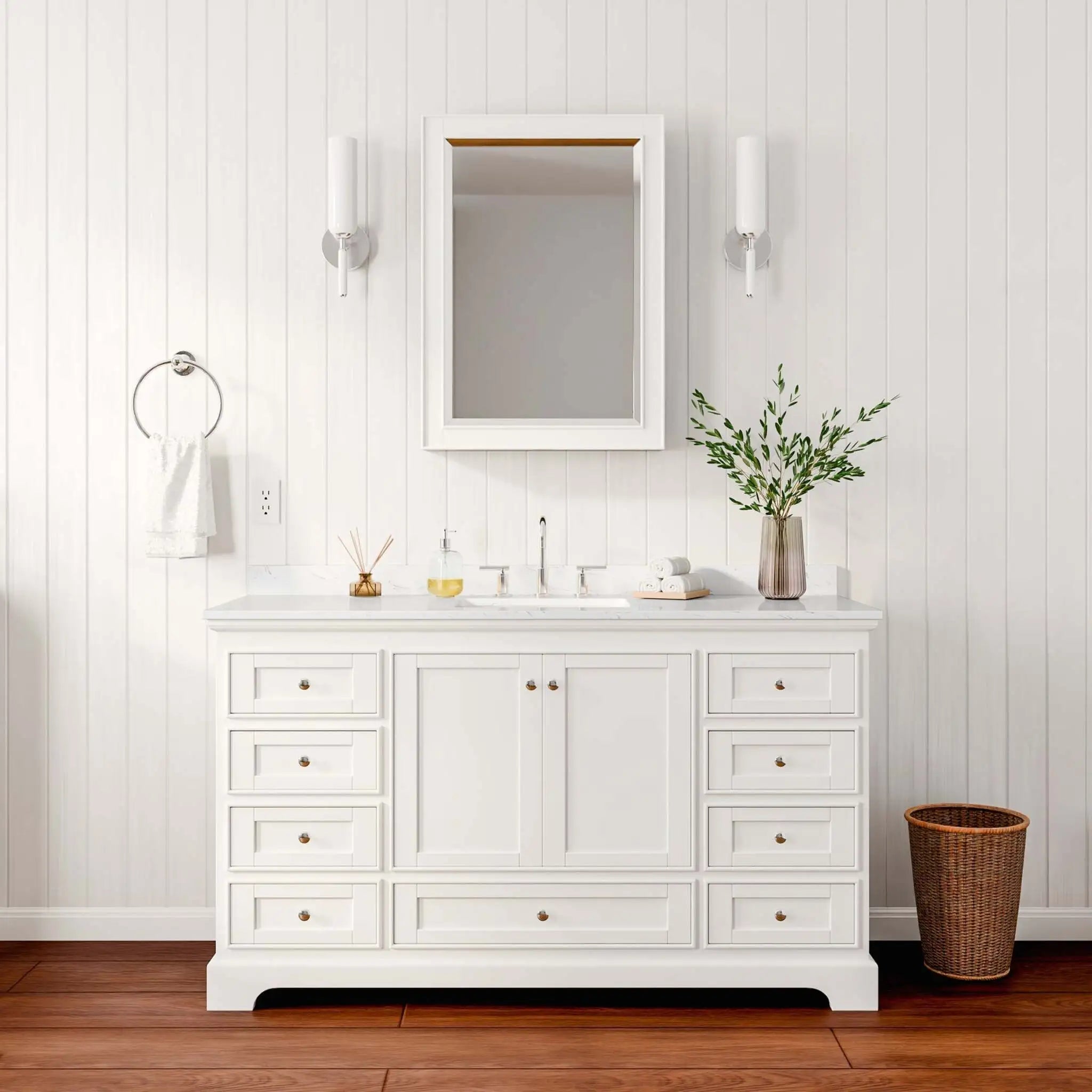 60" Deborah Single Bathroom Vanity in White with Polished Chrome Trim & Medicine Cabinet by Wyndham