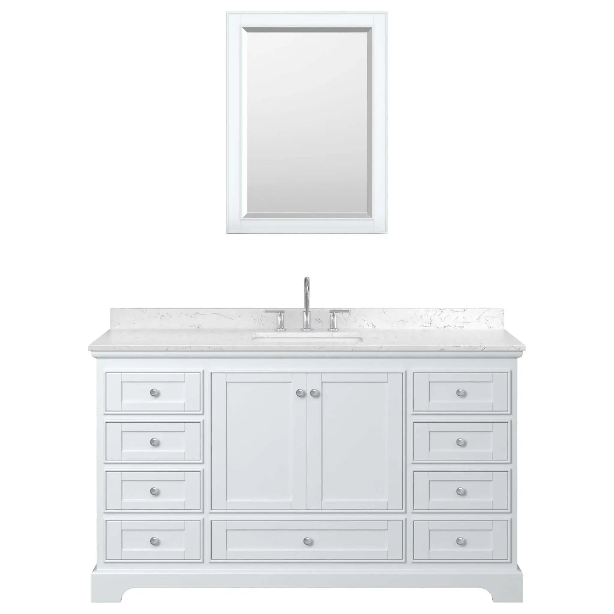 60" Deborah Single Bathroom Vanity in White with Polished Chrome Trim & Medicine Cabinet by Wyndham