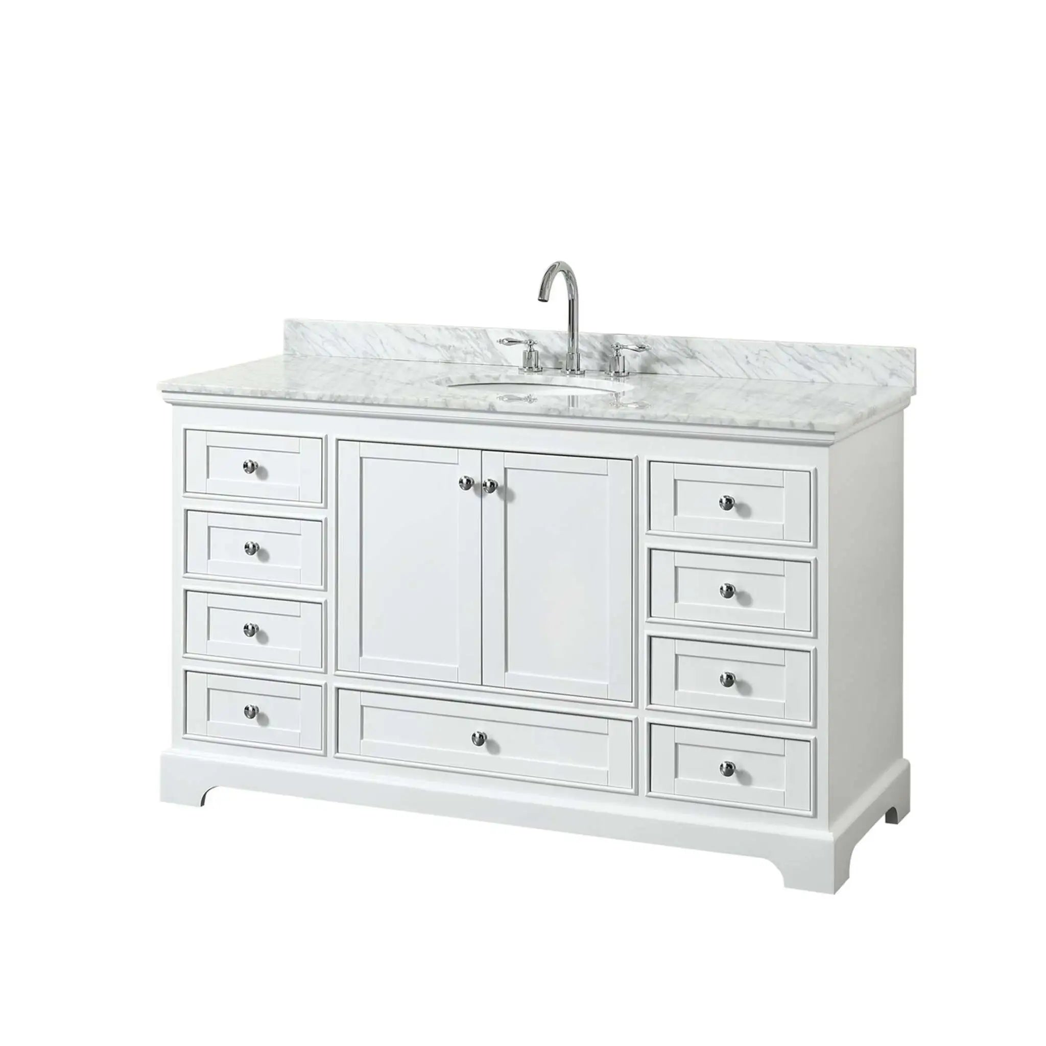 60" Deborah Single Bathroom Vanity in White with Polished Chrome Trim by Wyndham