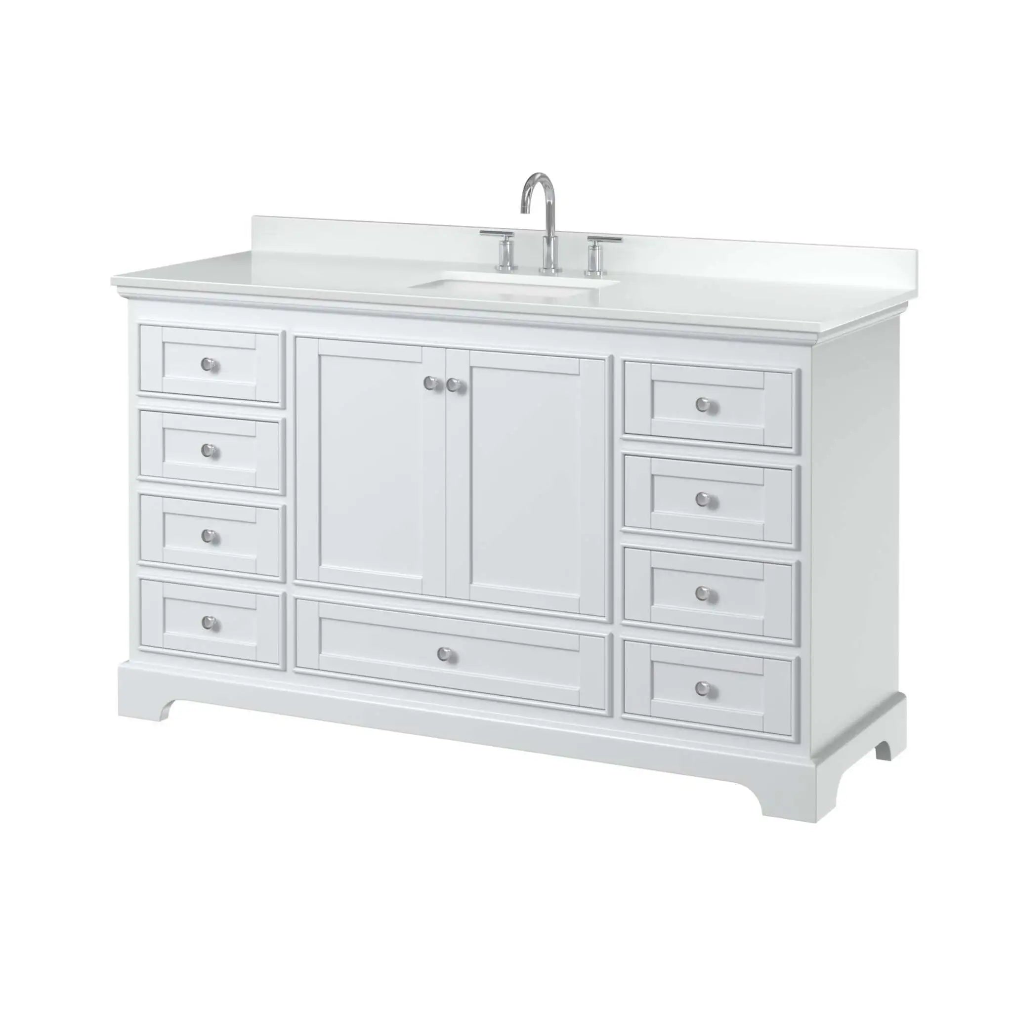 60" Deborah Single Bathroom Vanity in White with Polished Chrome Trim by Wyndham
