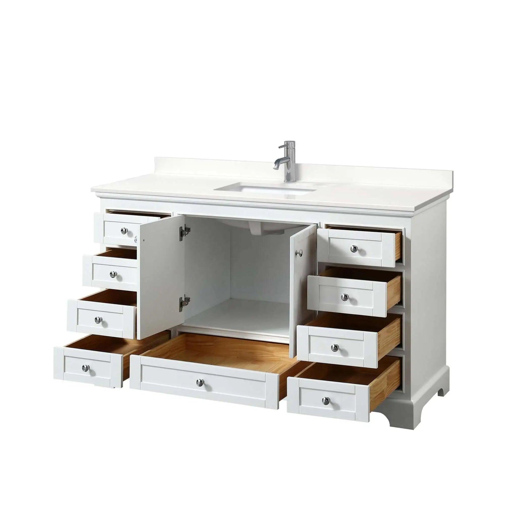 60" Deborah Single Bathroom Vanity in White with Polished Chrome Trim by Wyndham