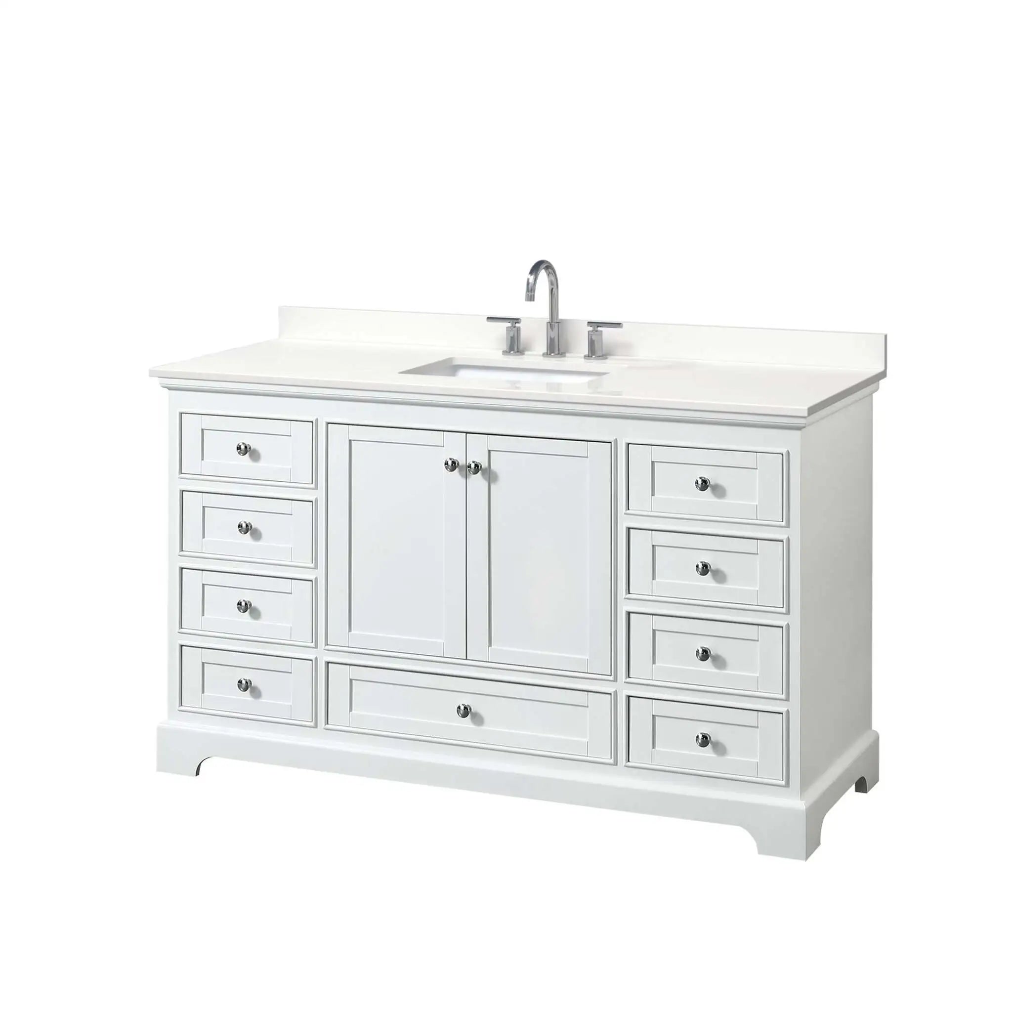 60" Deborah Single Bathroom Vanity in White with Polished Chrome Trim by Wyndham