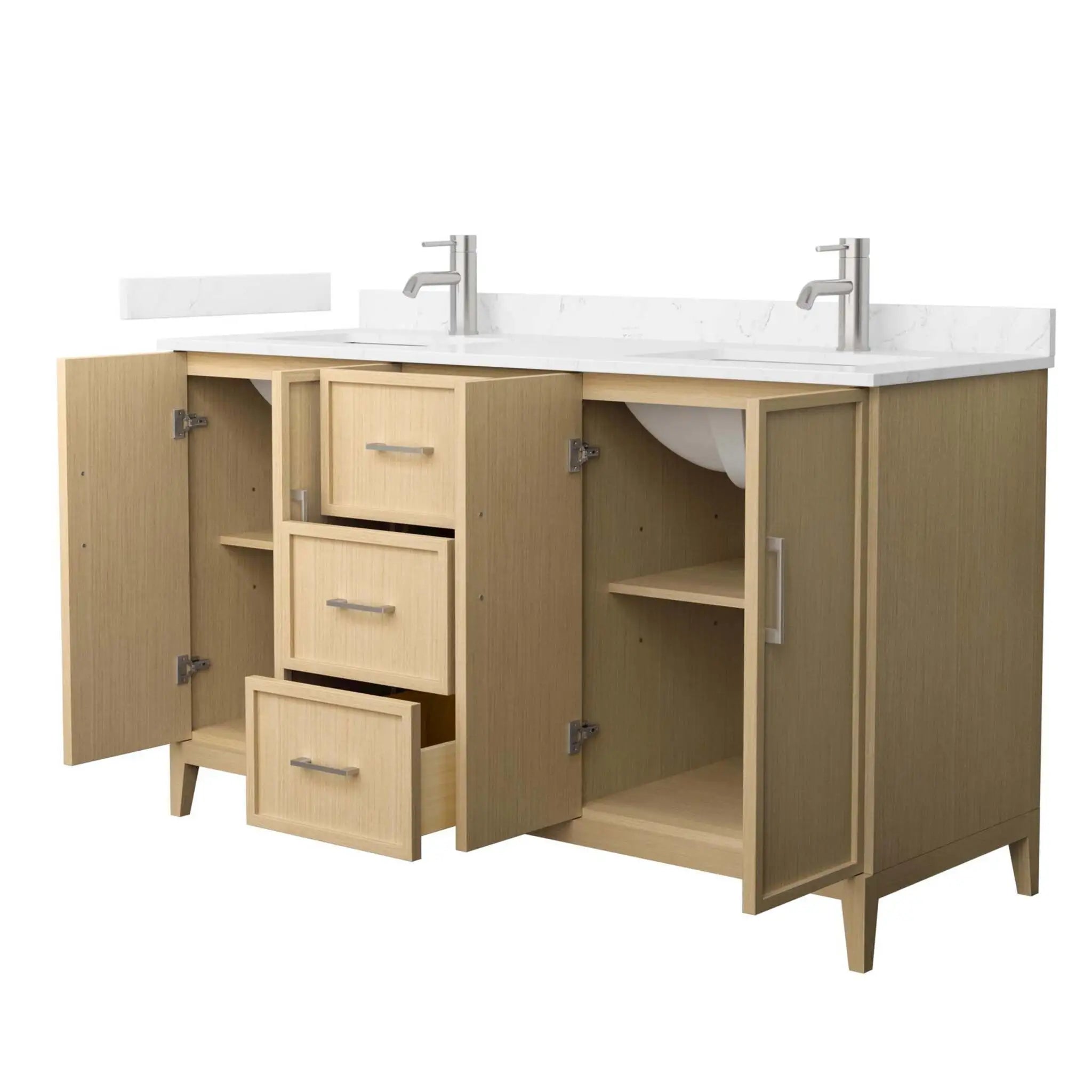 60" Elan Double Bathroom Vanity in White Oak with Brushed Nickel Trim by Wyndham