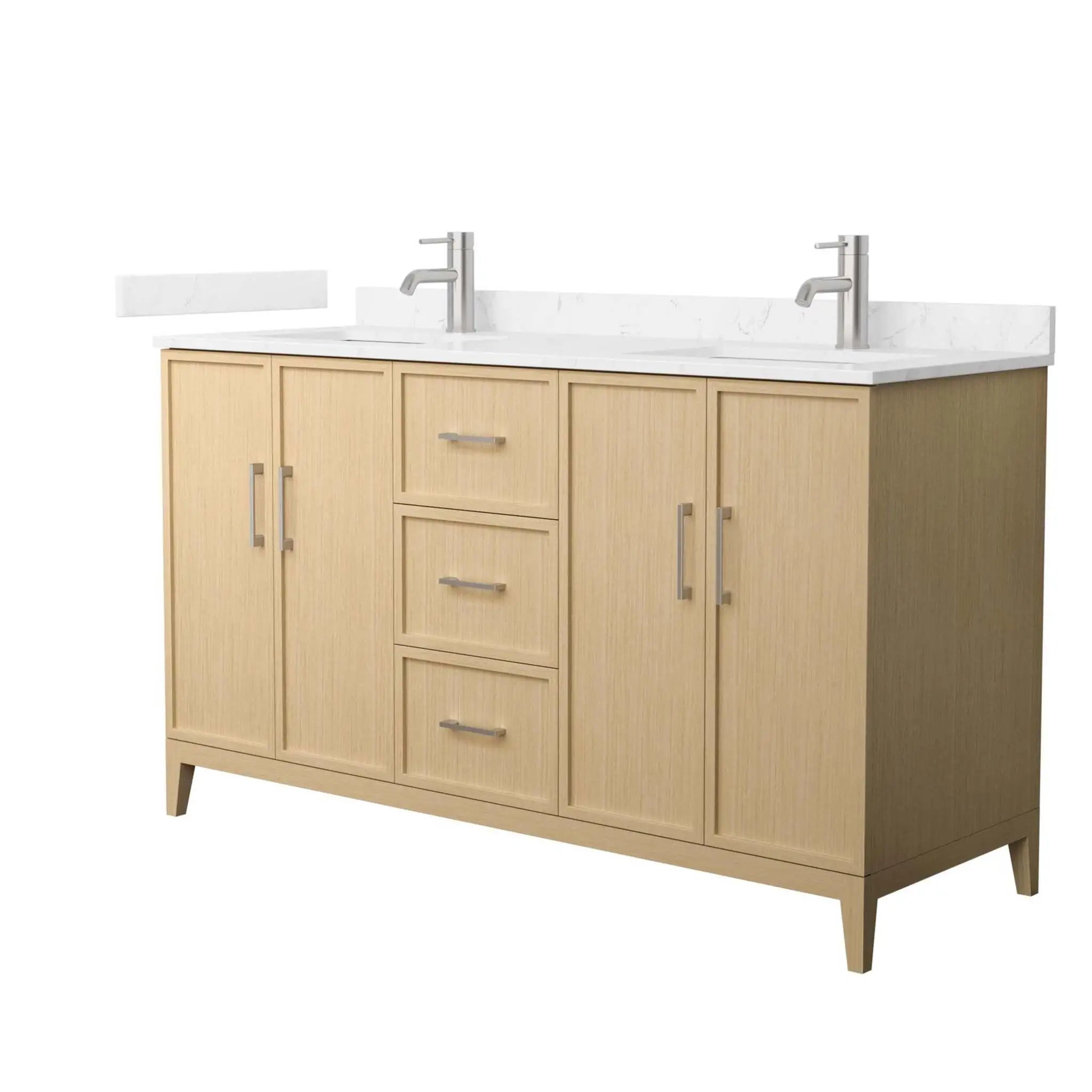 60" Elan Double Bathroom Vanity in White Oak with Brushed Nickel Trim by Wyndham