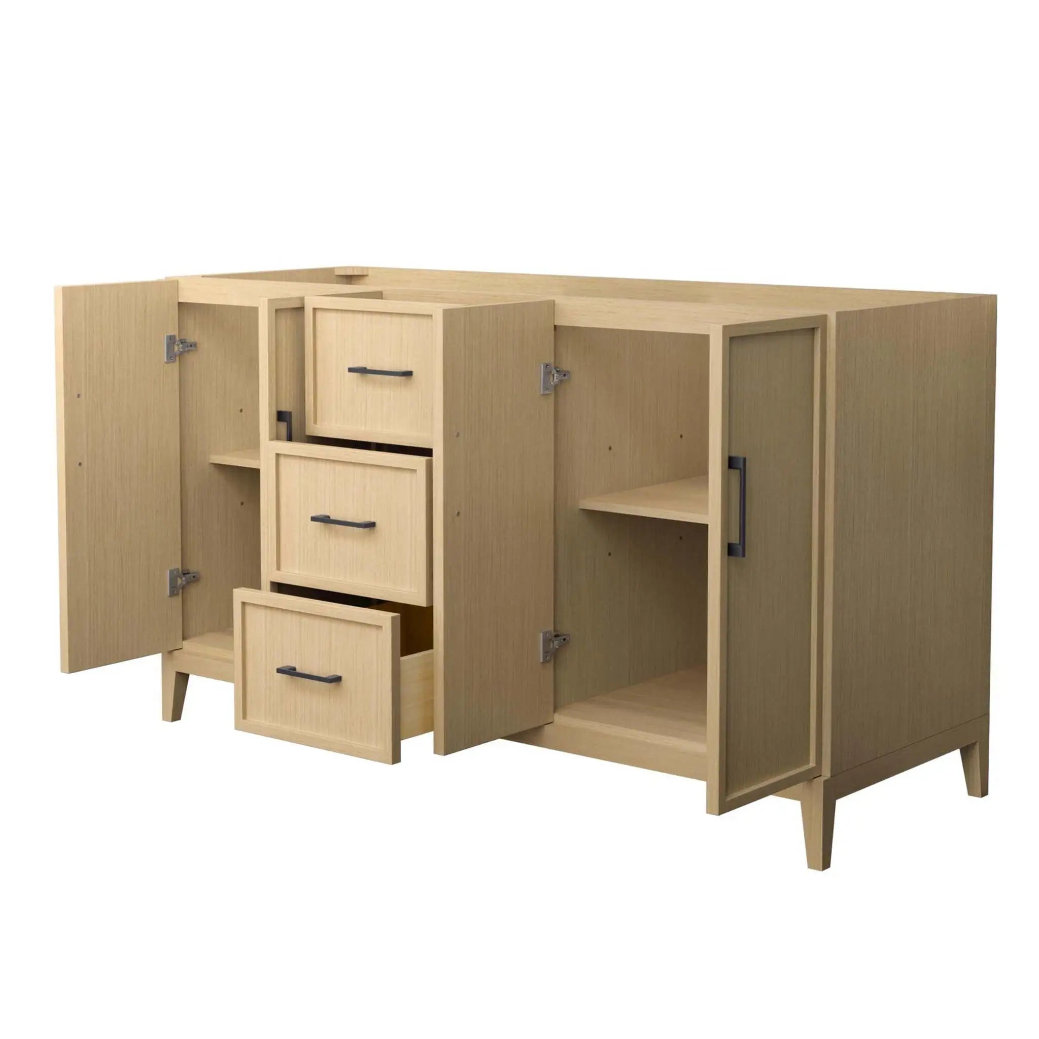 60" Elan Double Bathroom Vanity in White Oak with Matte Black Trim by Wyndham