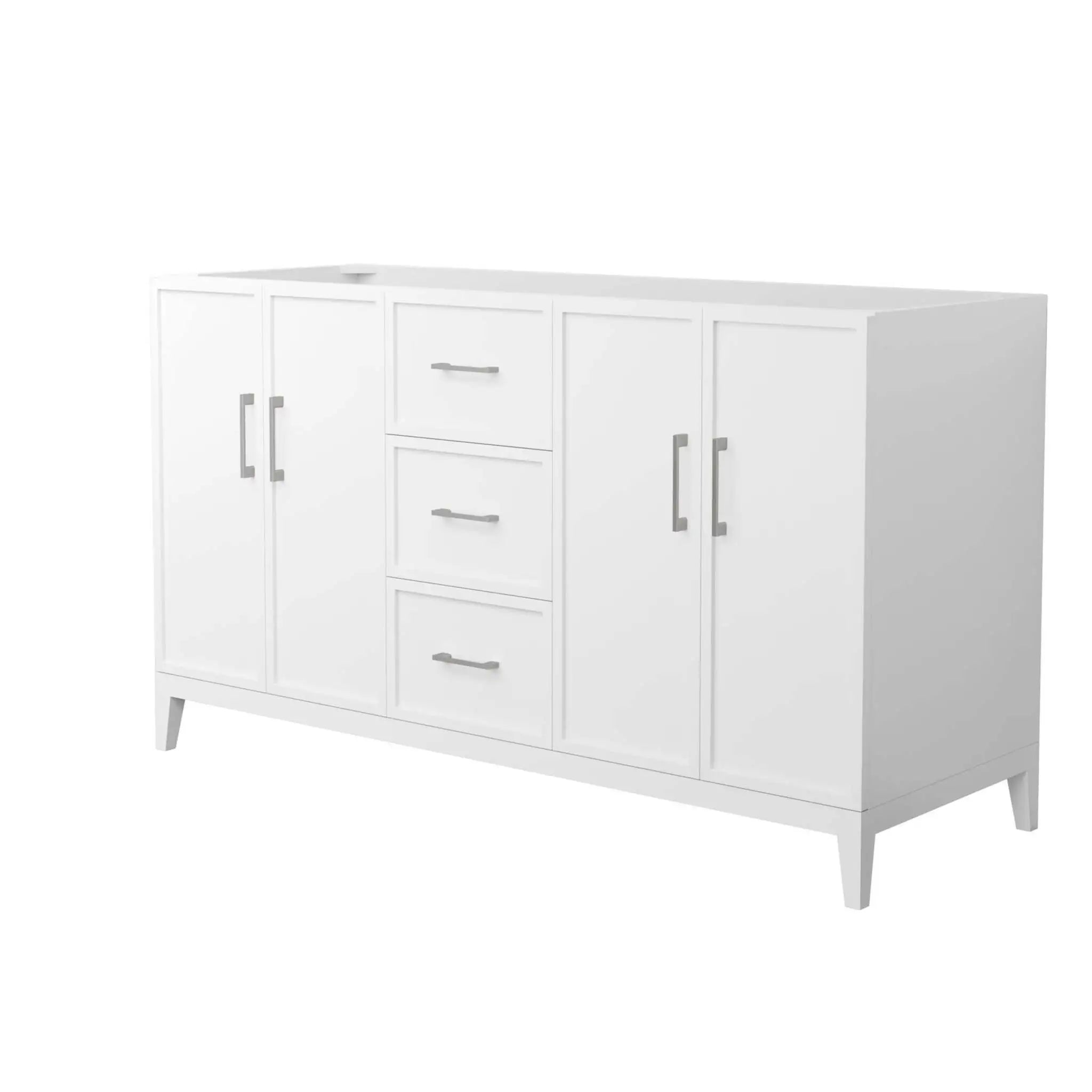 60" Elan Double Bathroom Vanity in White with Brushed Nickel Trim by Wyndham