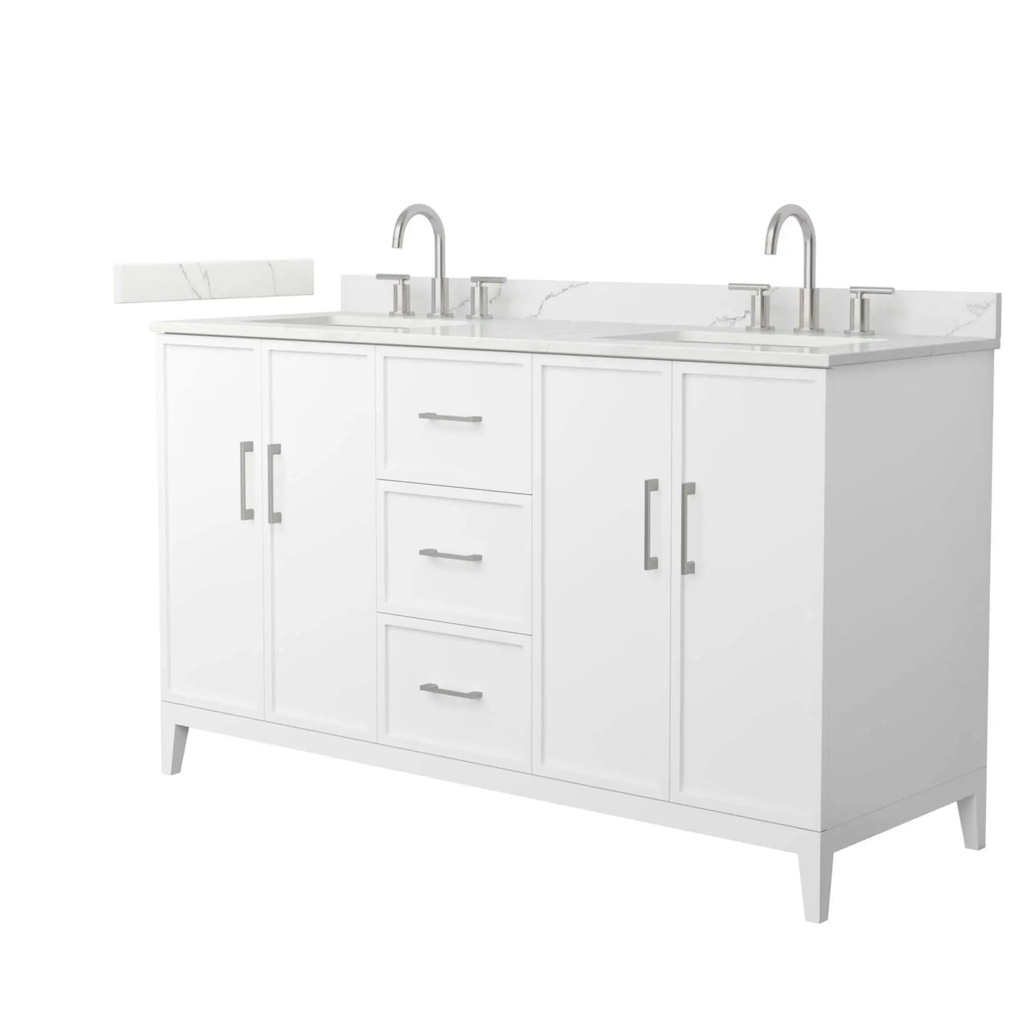 60" Elan Double Bathroom Vanity in White with Brushed Nickel Trim by Wyndham
