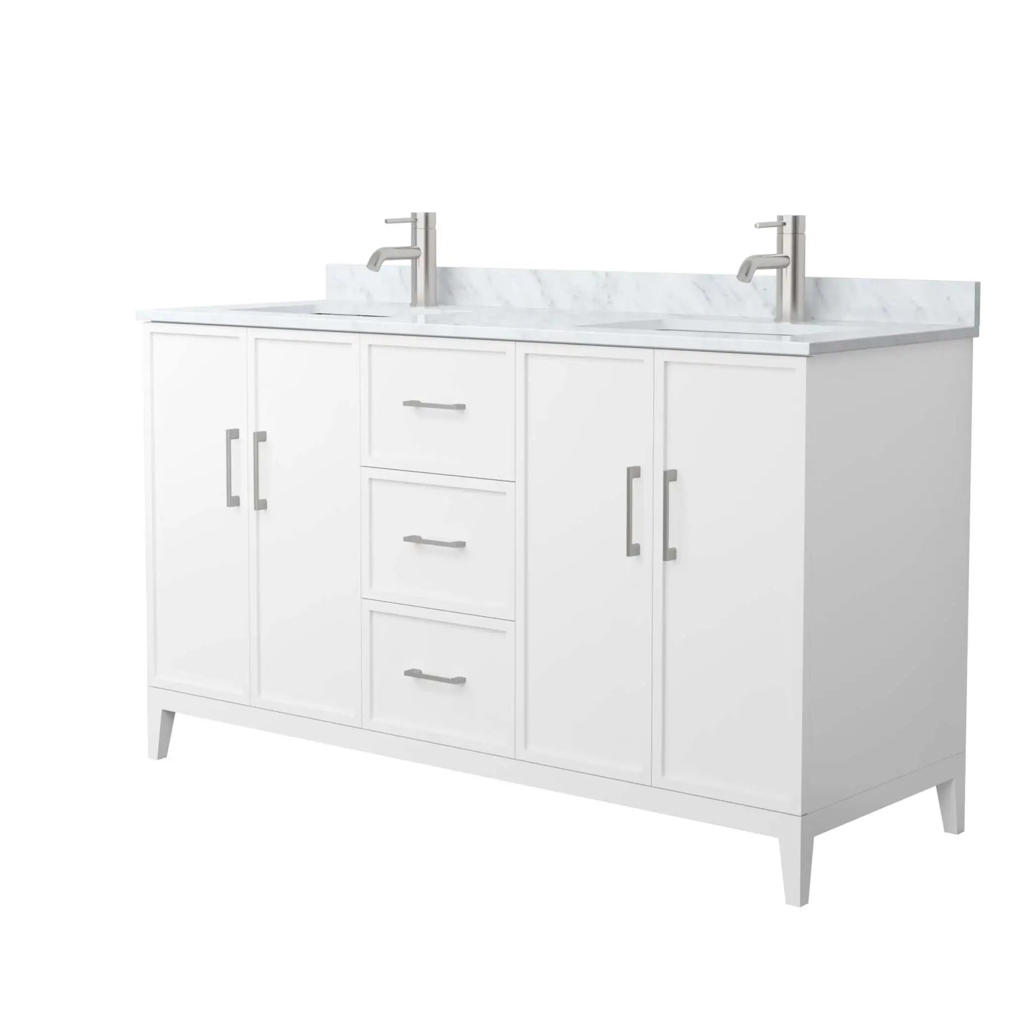 60" Elan Double Bathroom Vanity in White with Brushed Nickel Trim by Wyndham