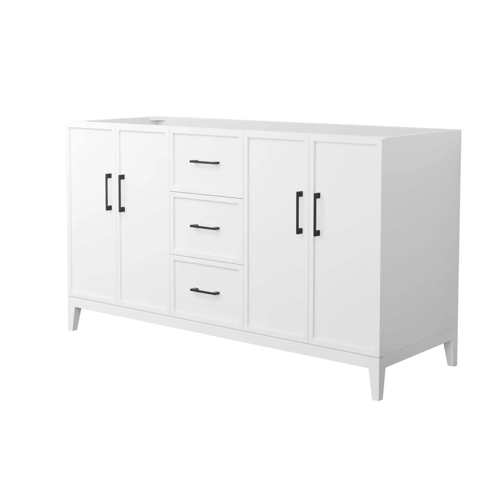 60" Elan Double Bathroom Vanity in White with Matte Black Trim by Wyndham