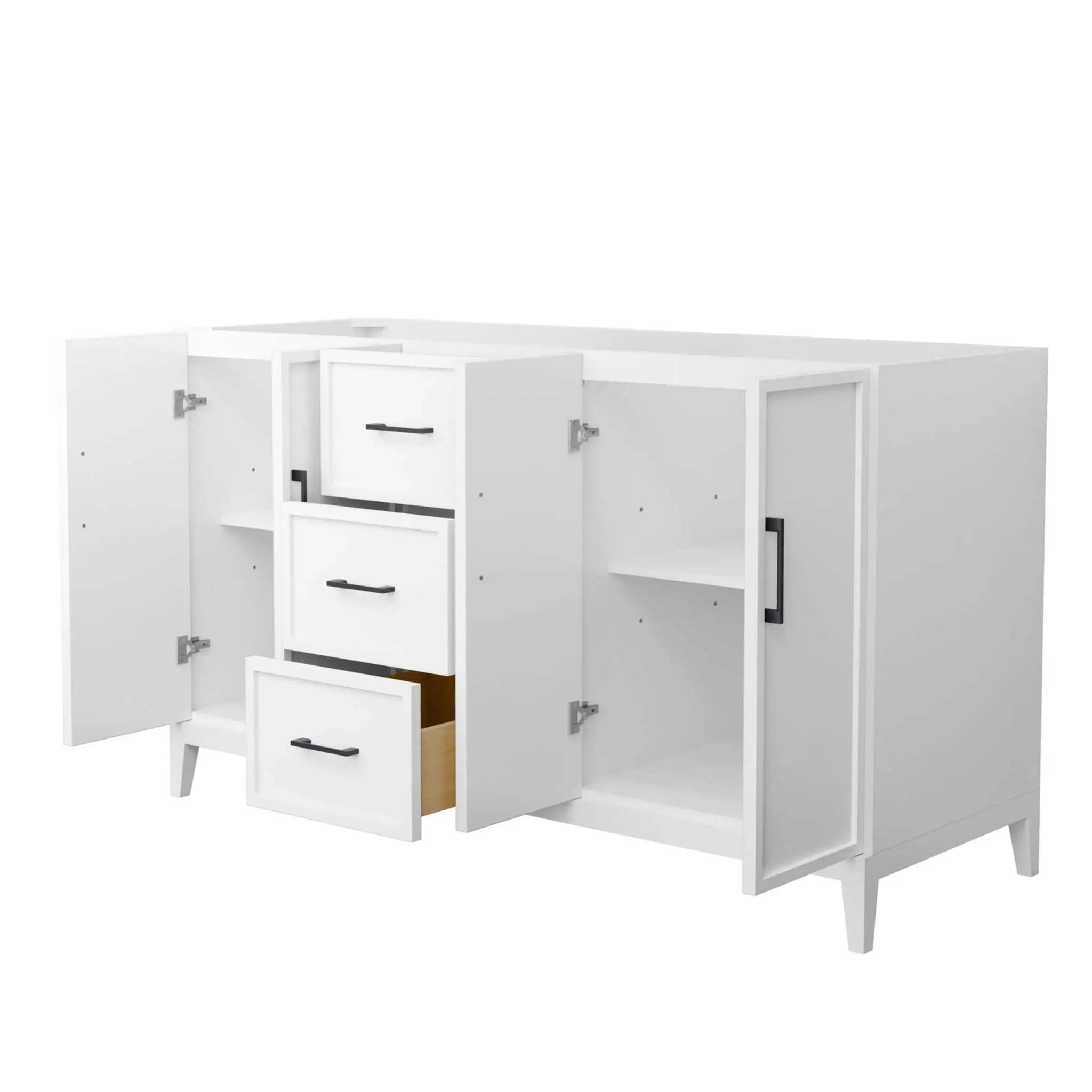 60" Elan Double Bathroom Vanity in White with Matte Black Trim by Wyndham