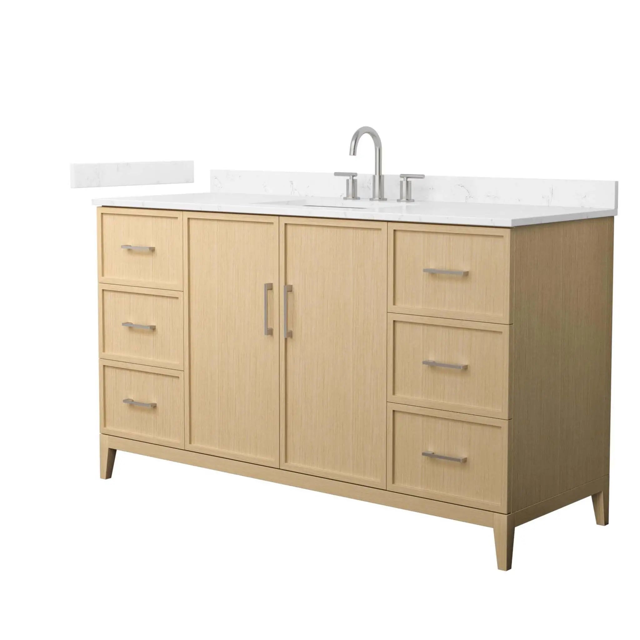 60" Elan Single Bathroom Vanity in White Oak with Brushed Nickel Trim by Wyndham