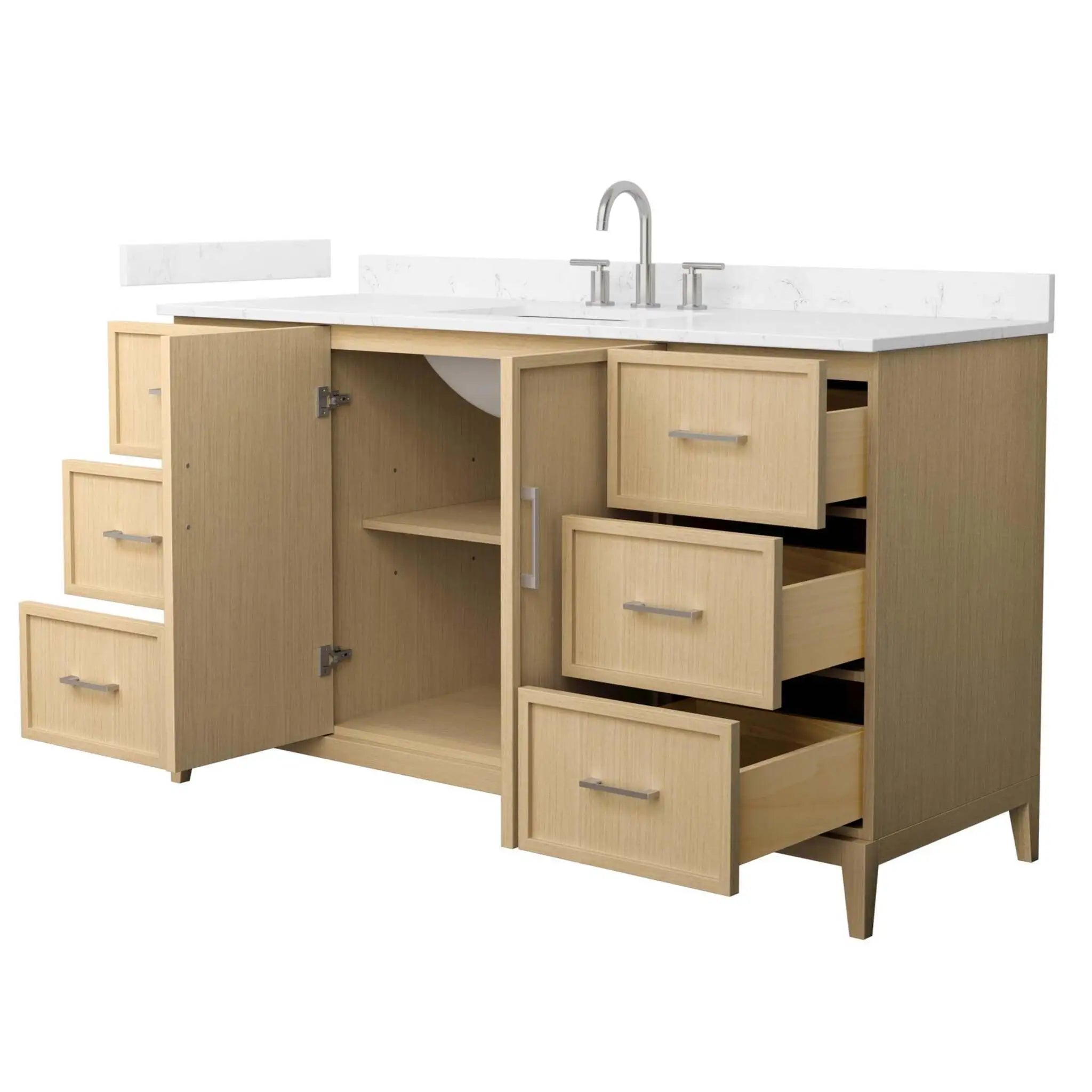 60" Elan Single Bathroom Vanity in White Oak with Brushed Nickel Trim by Wyndham
