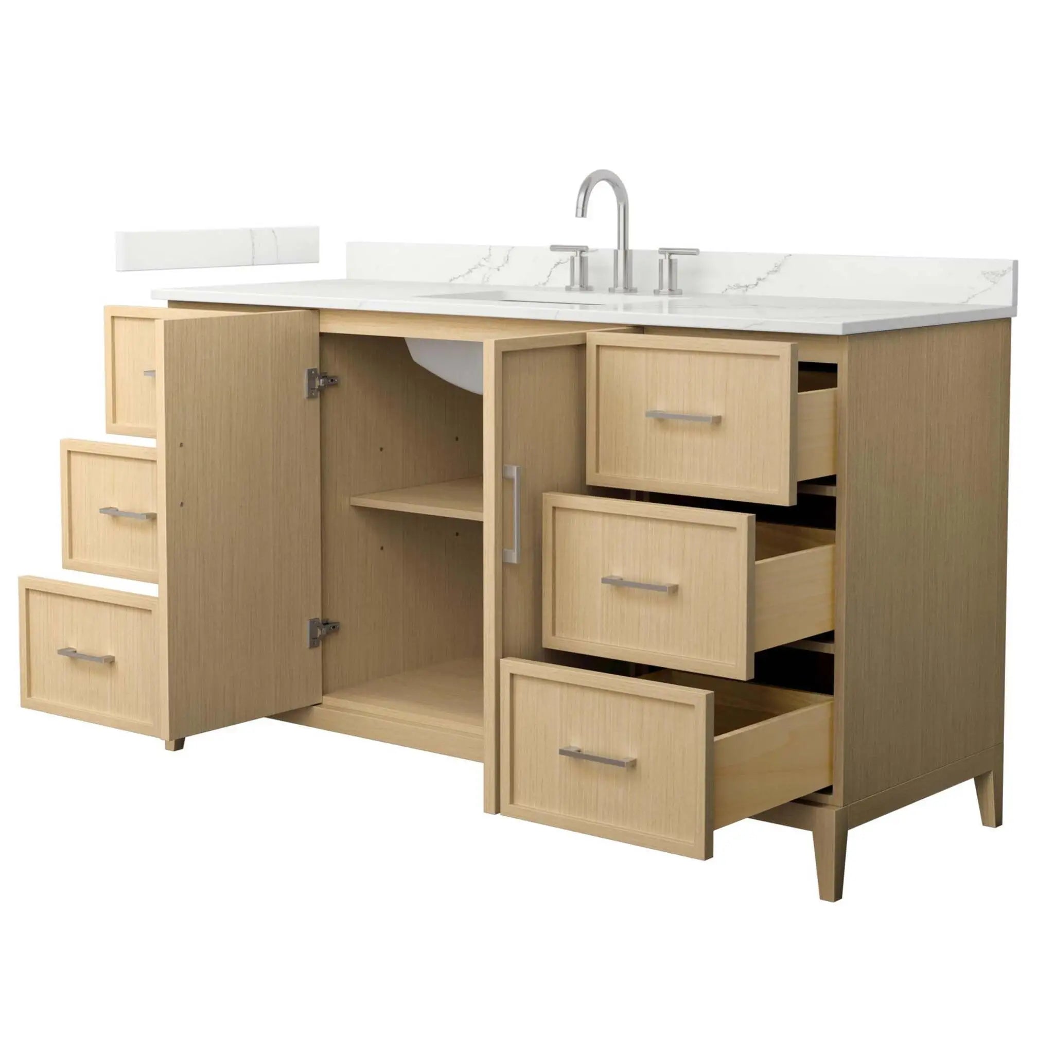 60" Elan Single Bathroom Vanity in White Oak with Brushed Nickel Trim by Wyndham