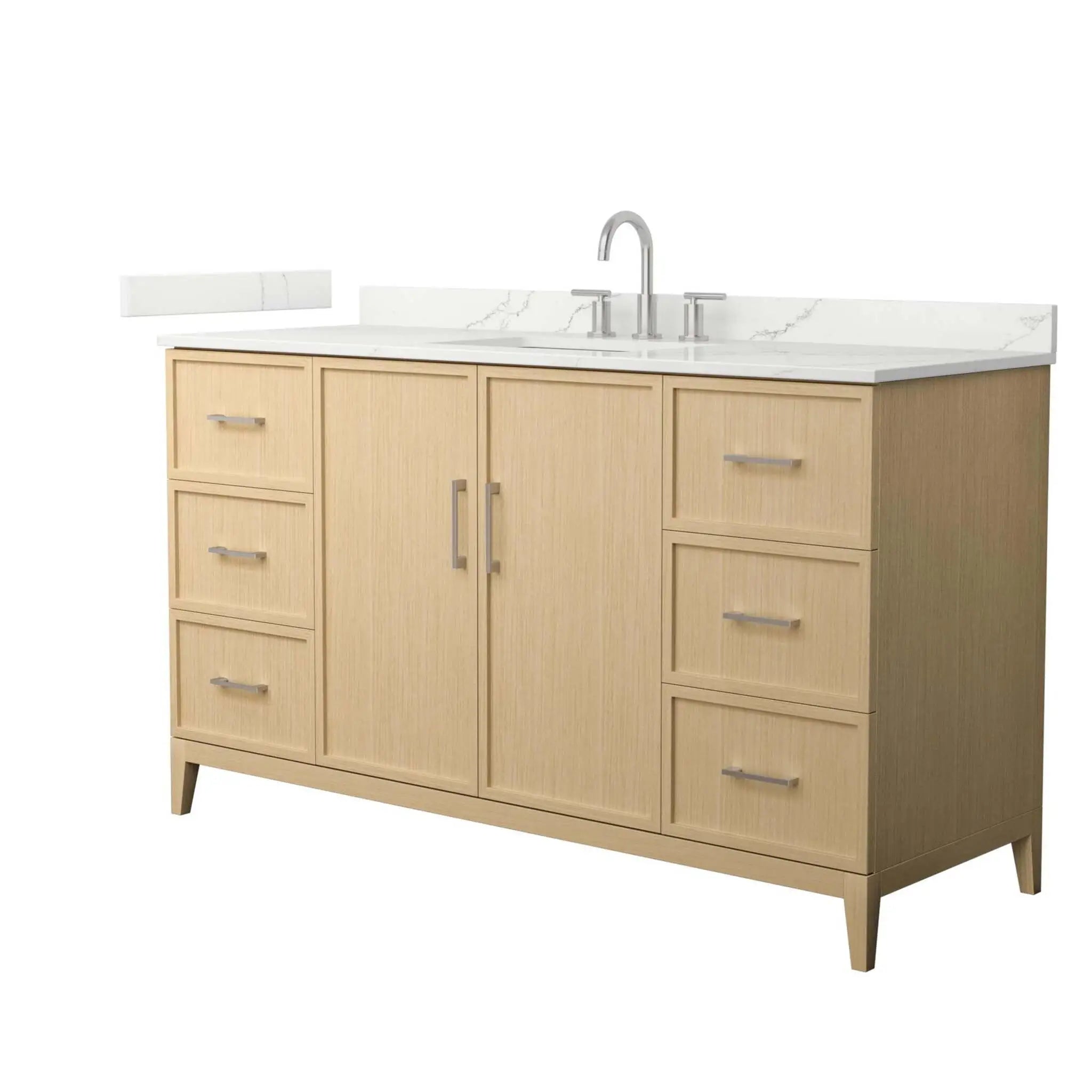 60" Elan Single Bathroom Vanity in White Oak with Brushed Nickel Trim by Wyndham