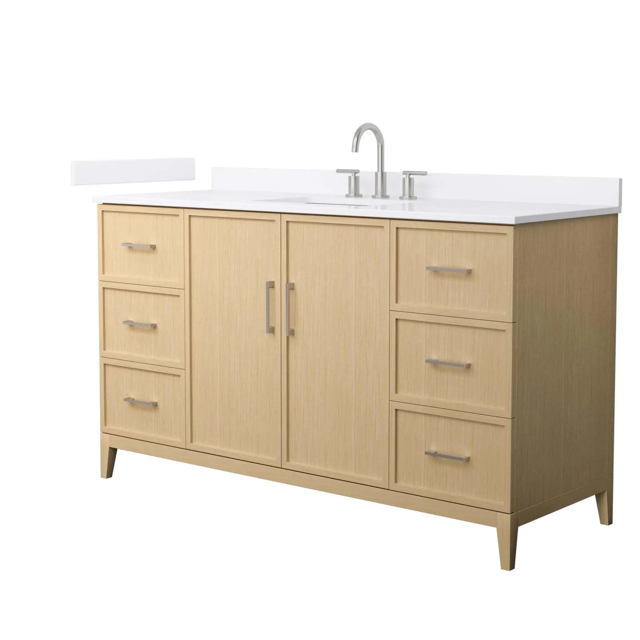 60" Elan Single Bathroom Vanity in White Oak with Brushed Nickel Trim by Wyndham