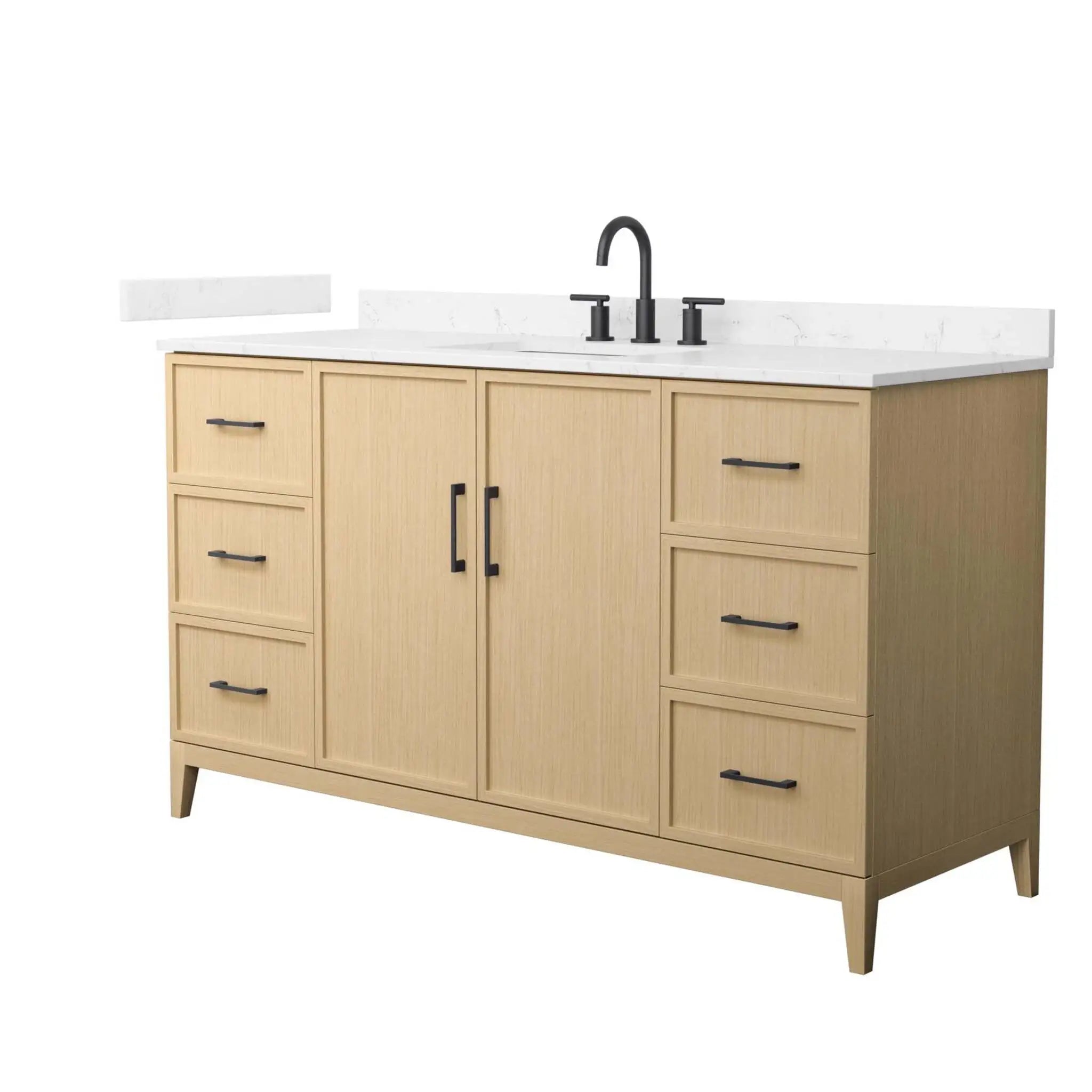 60" Elan Single Bathroom Vanity in White Oak with Matte Black Trim by Wyndham
