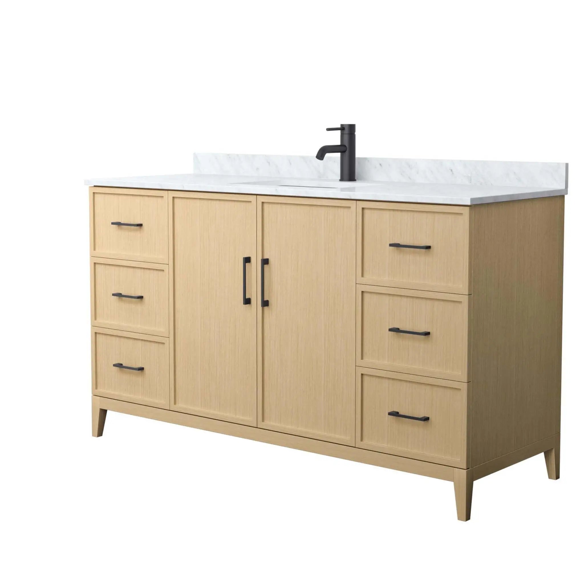 60" Elan Single Bathroom Vanity in White Oak with Matte Black Trim by Wyndham