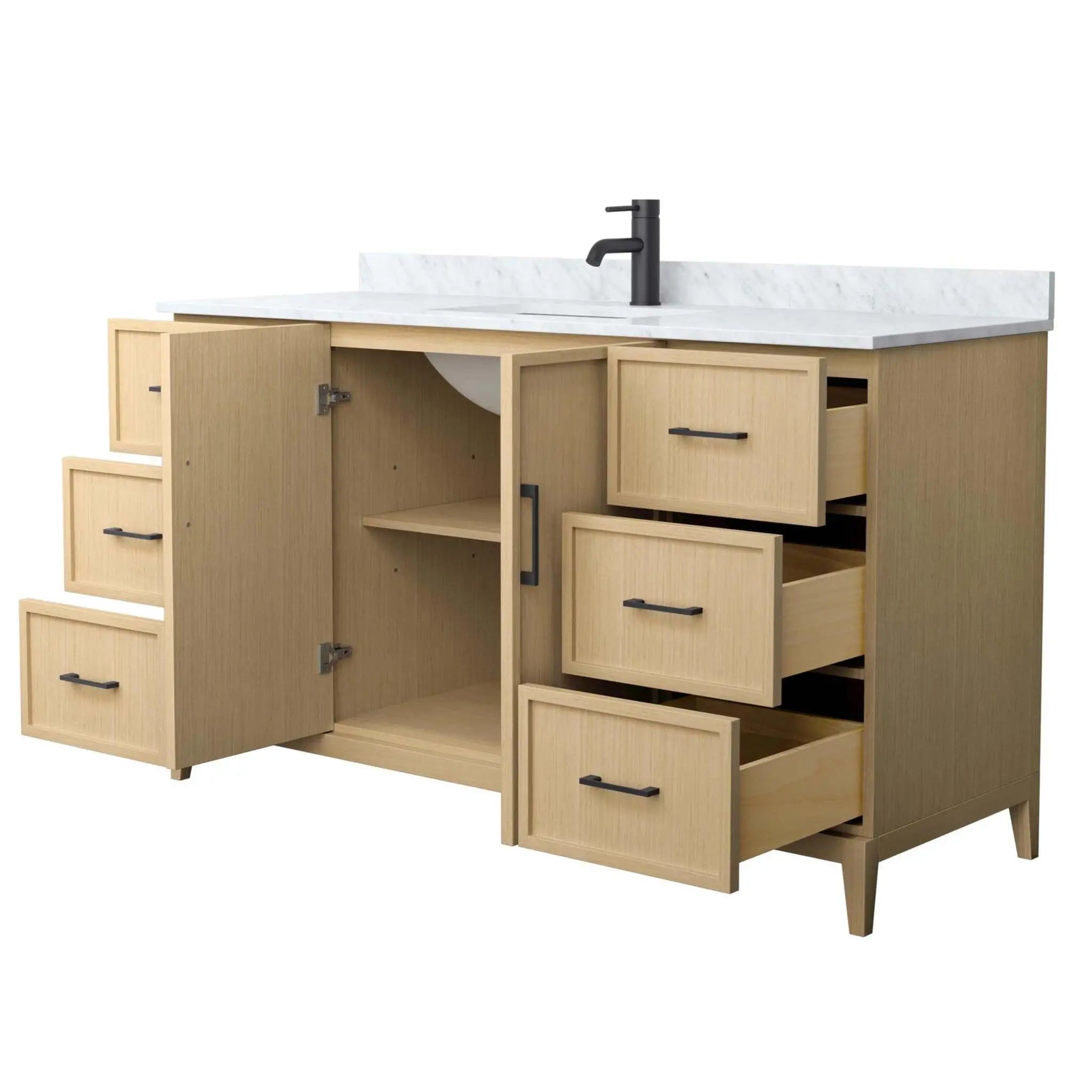 60" Elan Single Bathroom Vanity in White Oak with Matte Black Trim by Wyndham