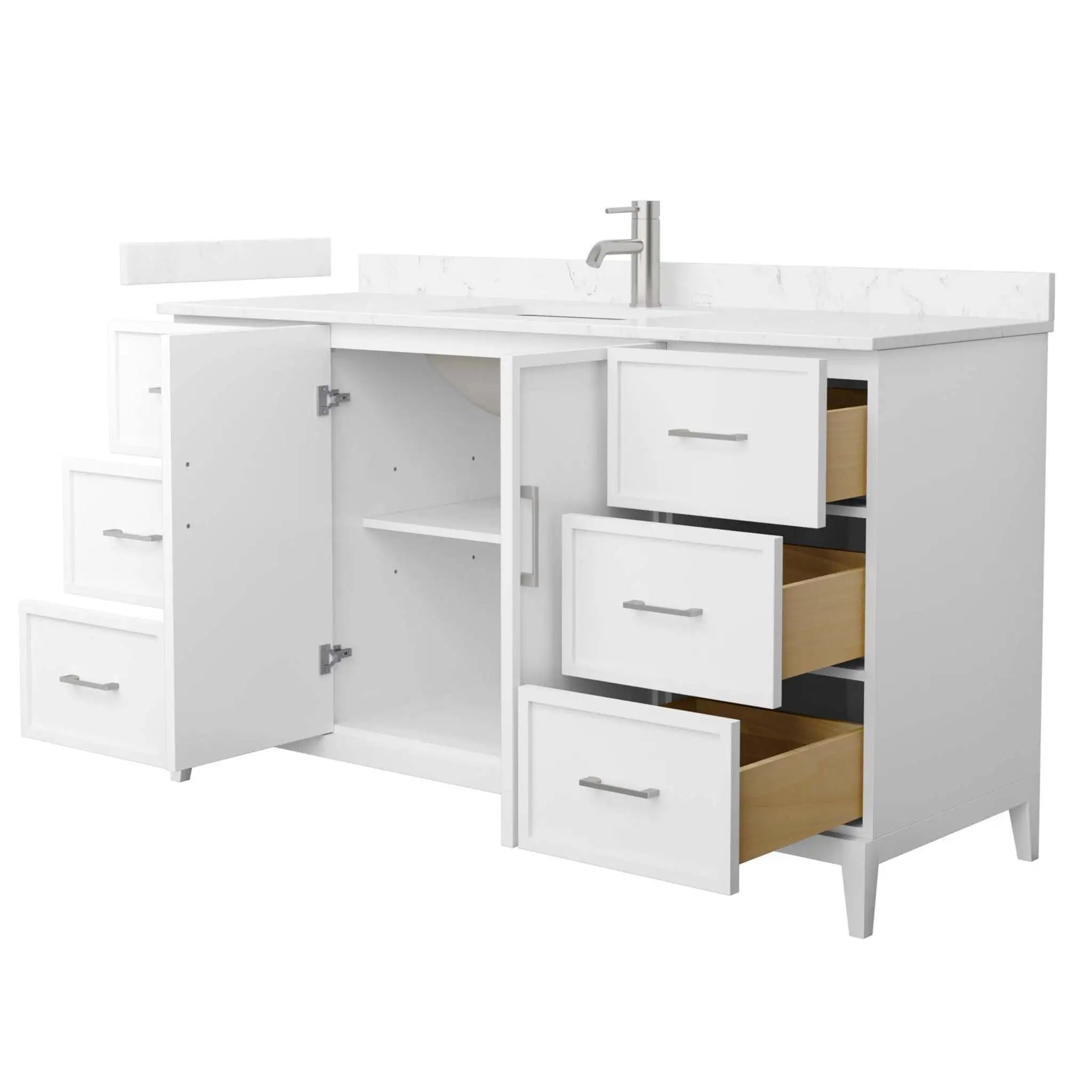 60" Elan Single Bathroom Vanity in White with Brushed Nickel Trim by Wyndham