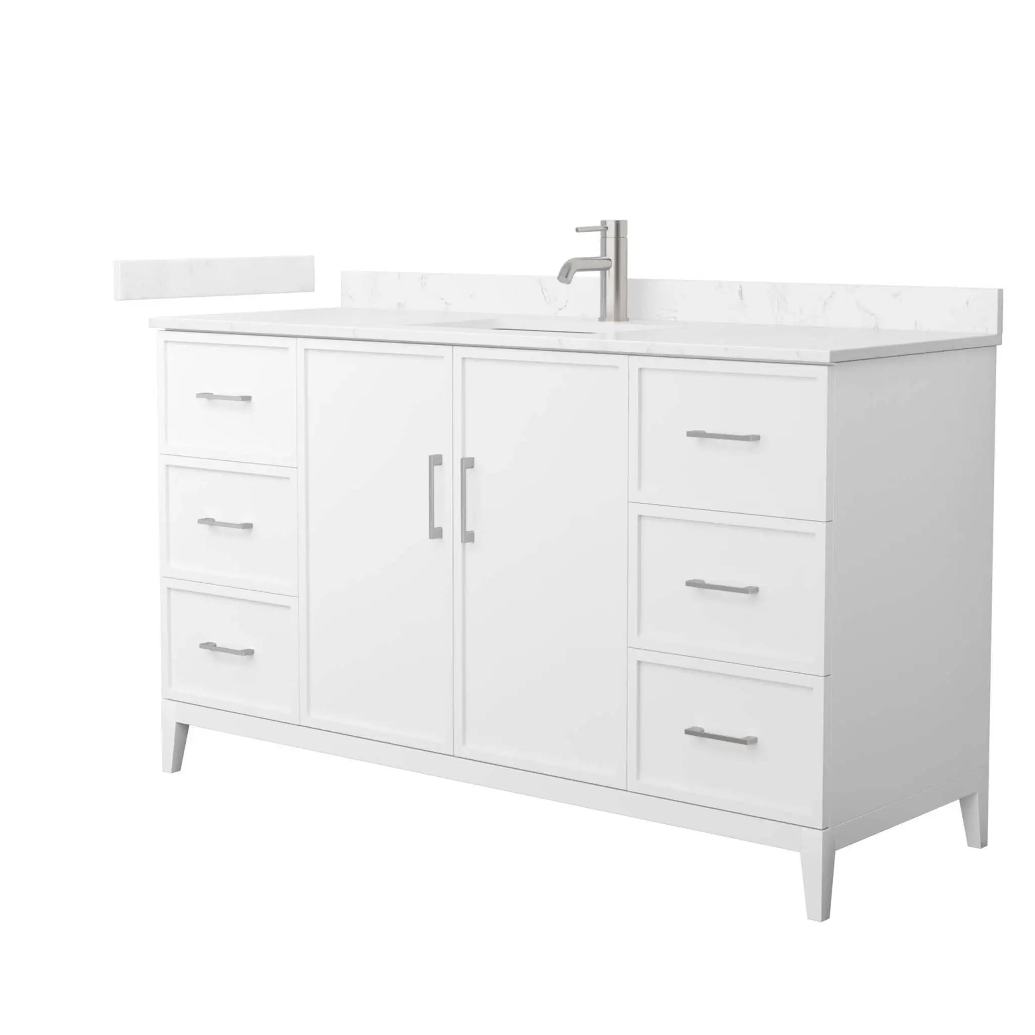 60" Elan Single Bathroom Vanity in White with Brushed Nickel Trim by Wyndham