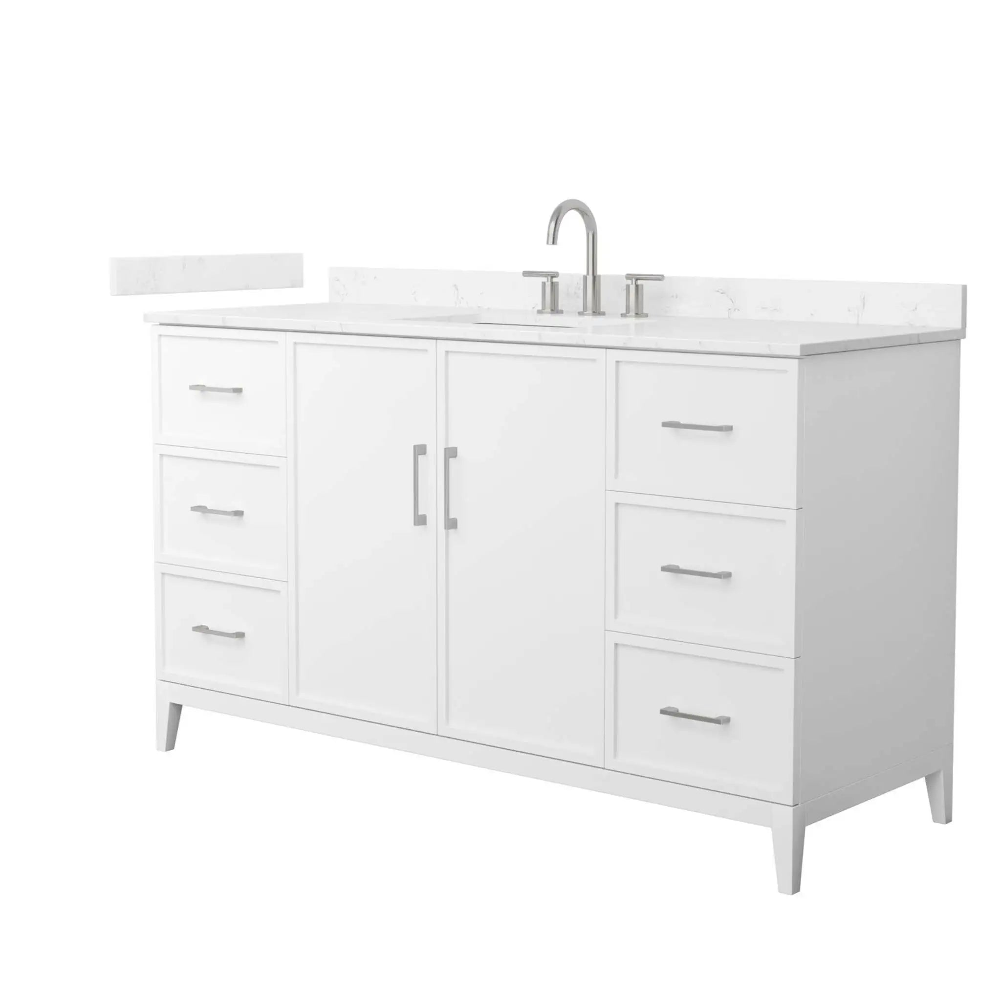 60" Elan Single Bathroom Vanity in White with Brushed Nickel Trim by Wyndham