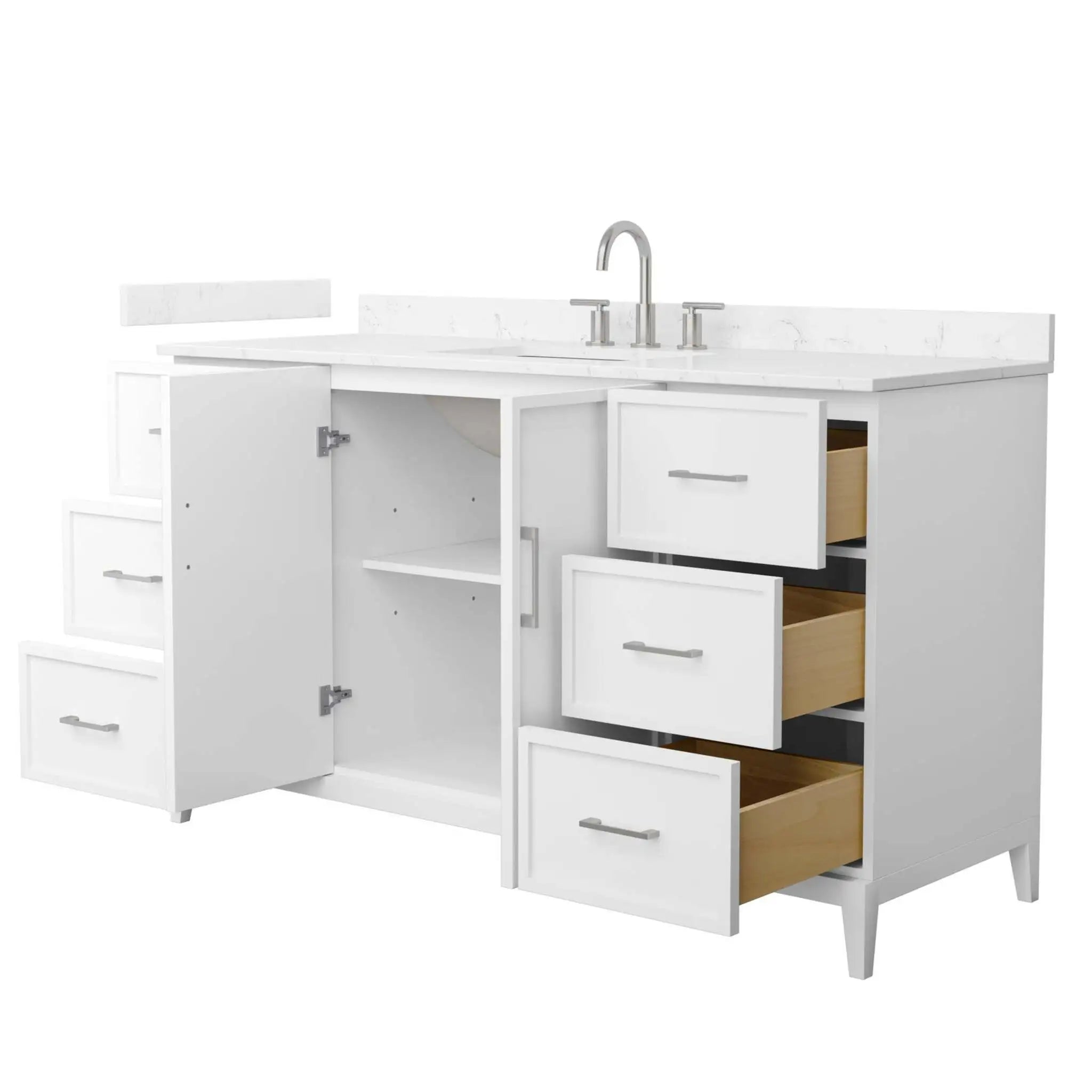 60" Elan Single Bathroom Vanity in White with Brushed Nickel Trim by Wyndham
