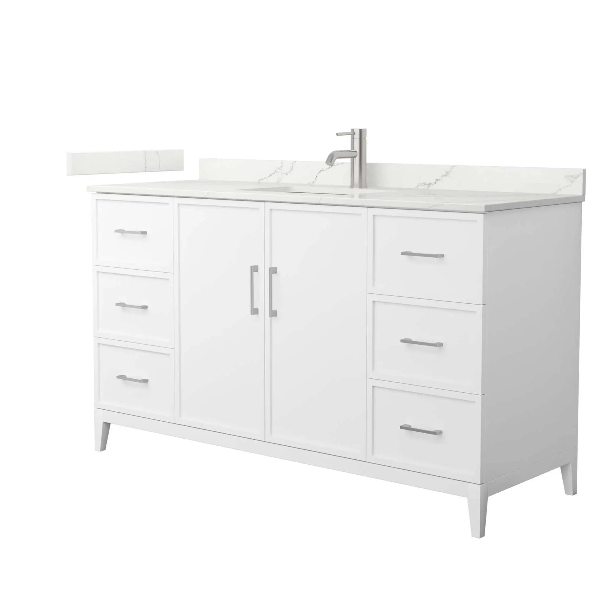 60" Elan Single Bathroom Vanity in White with Brushed Nickel Trim by Wyndham