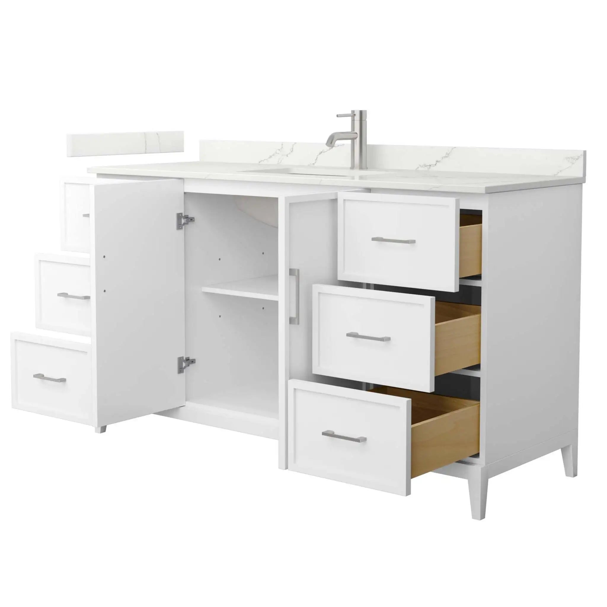 60" Elan Single Bathroom Vanity in White with Brushed Nickel Trim by Wyndham