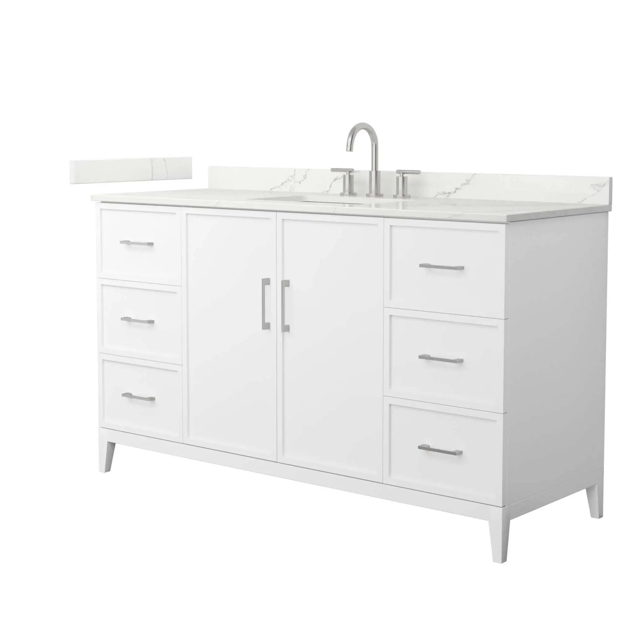 60" Elan Single Bathroom Vanity in White with Brushed Nickel Trim by Wyndham