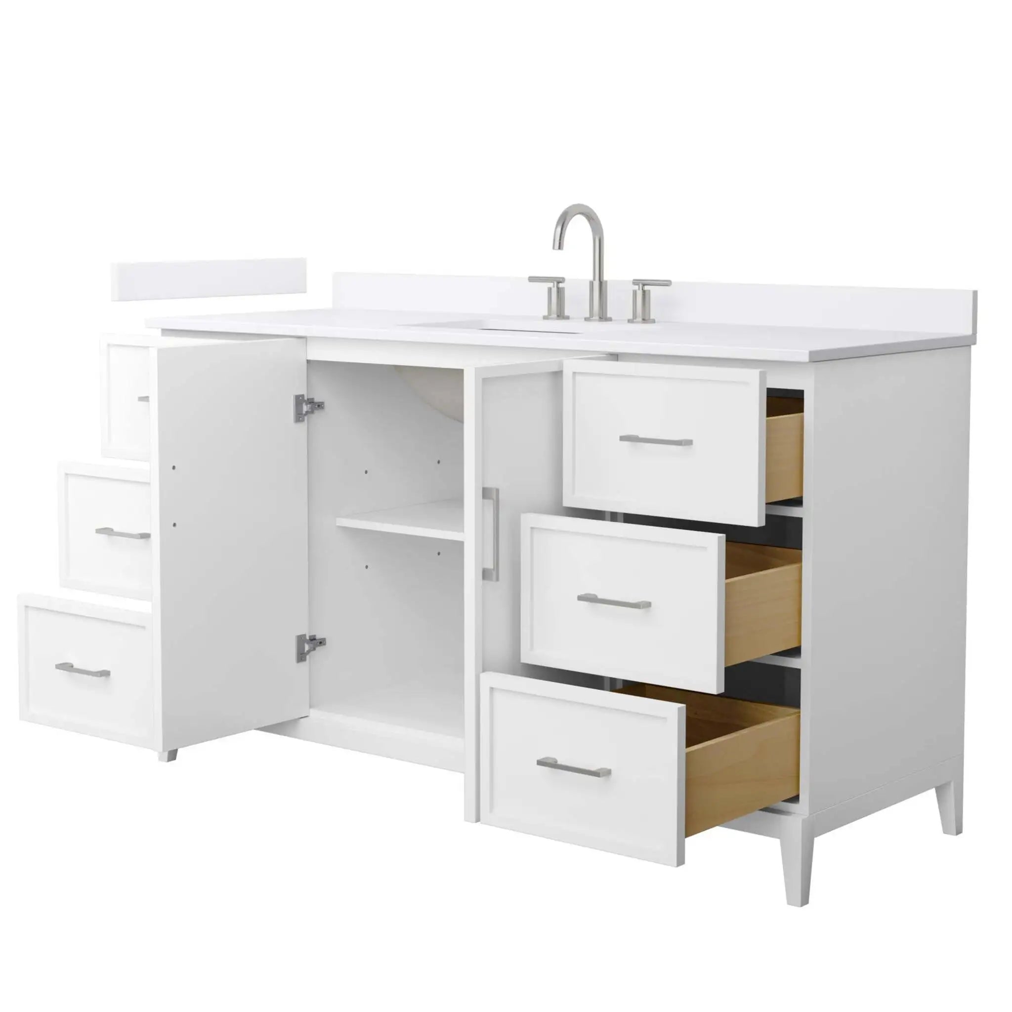 60" Elan Single Bathroom Vanity in White with Brushed Nickel Trim by Wyndham