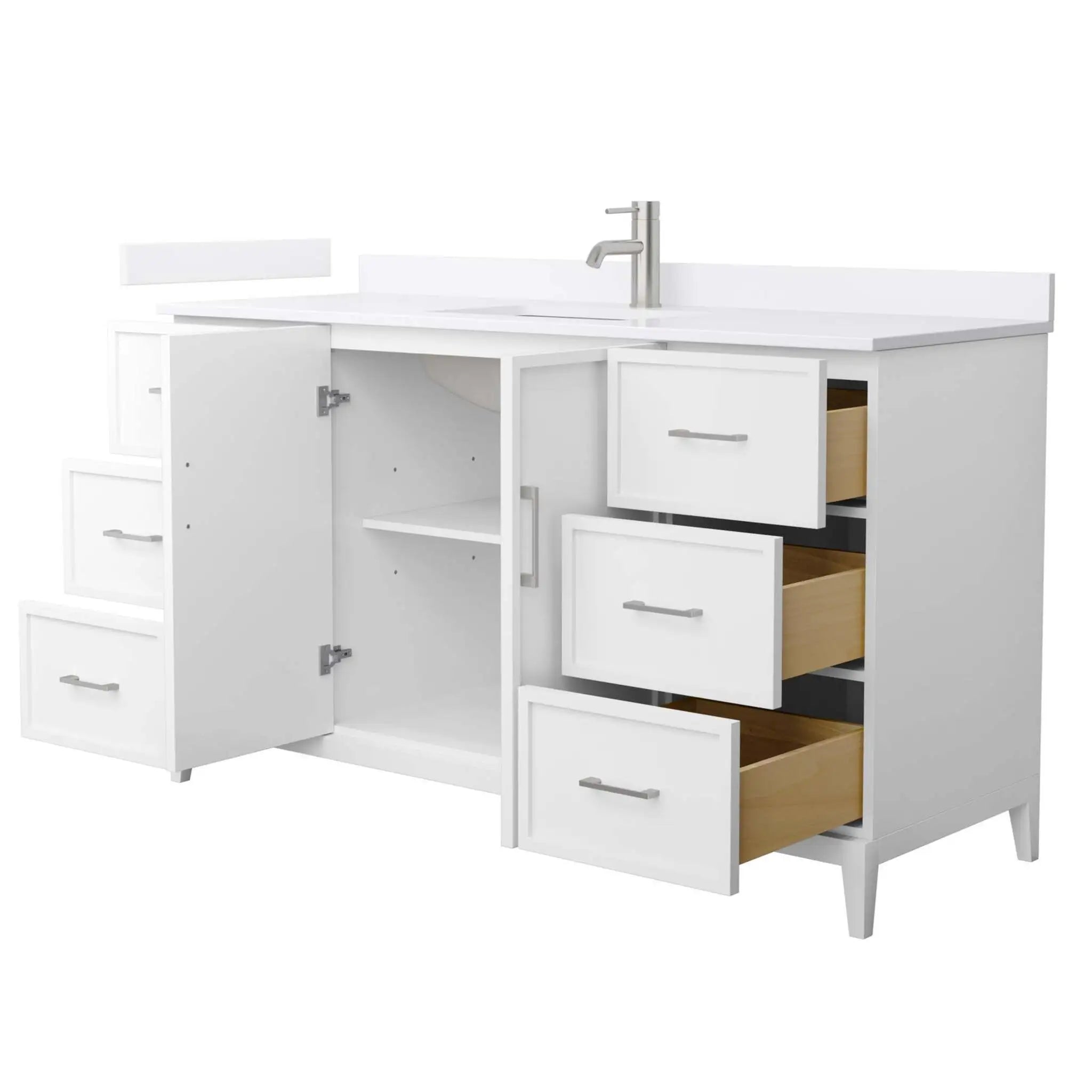 60" Elan Single Bathroom Vanity in White with Brushed Nickel Trim by Wyndham