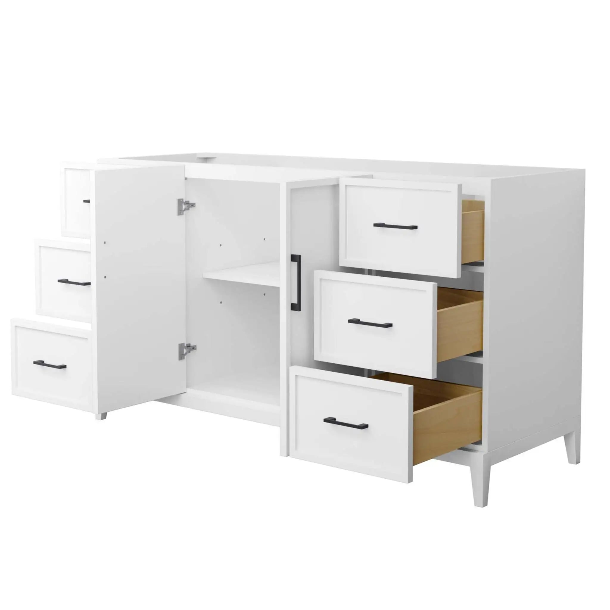 60" Elan Single Bathroom Vanity in White with Matte Black Trim by Wyndham