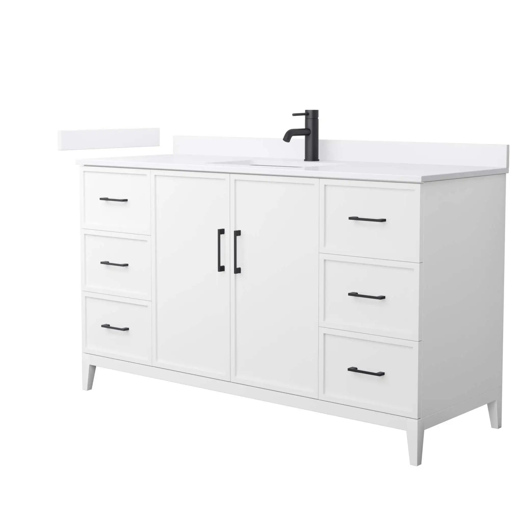 60" Elan Single Bathroom Vanity in White with Matte Black Trim by Wyndham